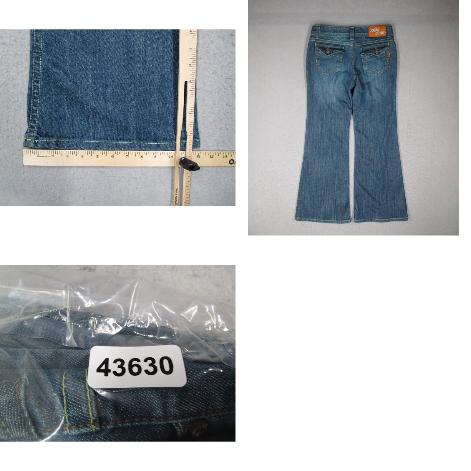 Vintage G Jon Womens 29 Blue Flare Denim Jeans Low Rise Vintage Retro Size 29" - 8 Thumbnail