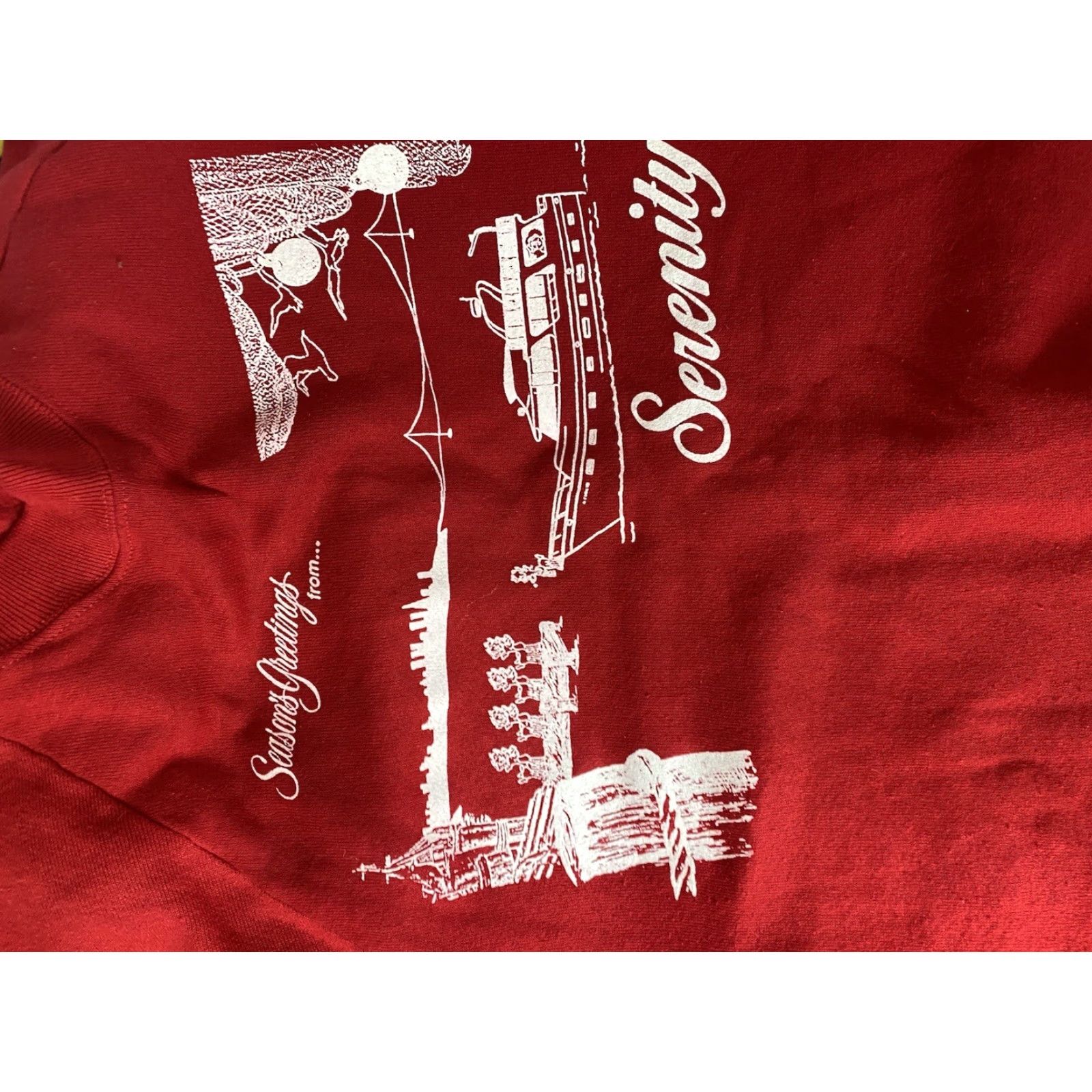 Jerzees VINTAGE Jerzees Unisex XL Red Serenity Christmas Season Crew Neck Sweater Size US XL / EU 56 / 4 - 4 Thumbnail