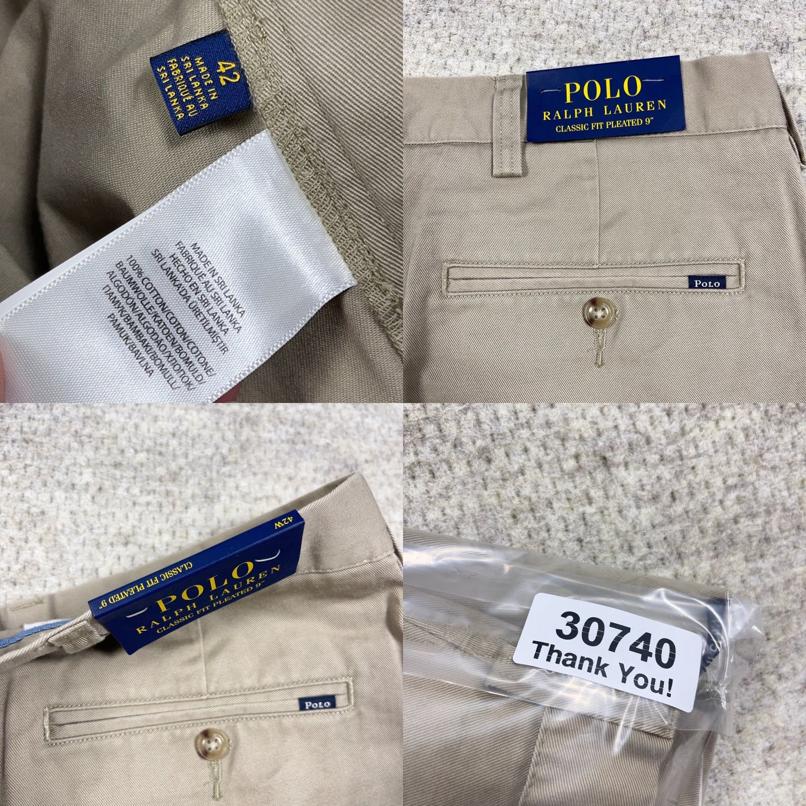 Polo Ralph Lauren Polo Ralph Lauren Chino Shorts Men 42 Tan Khaki Twill Classic Fit Pleated Front Short / Casual Mens Beig e Chino Shorts Size US XL / EU 56 / 4 - 8 Thumbnail