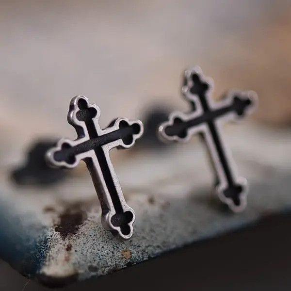 VIBE Black Cross Stud Earrings Size ONE SIZE - 5 Thumbnail