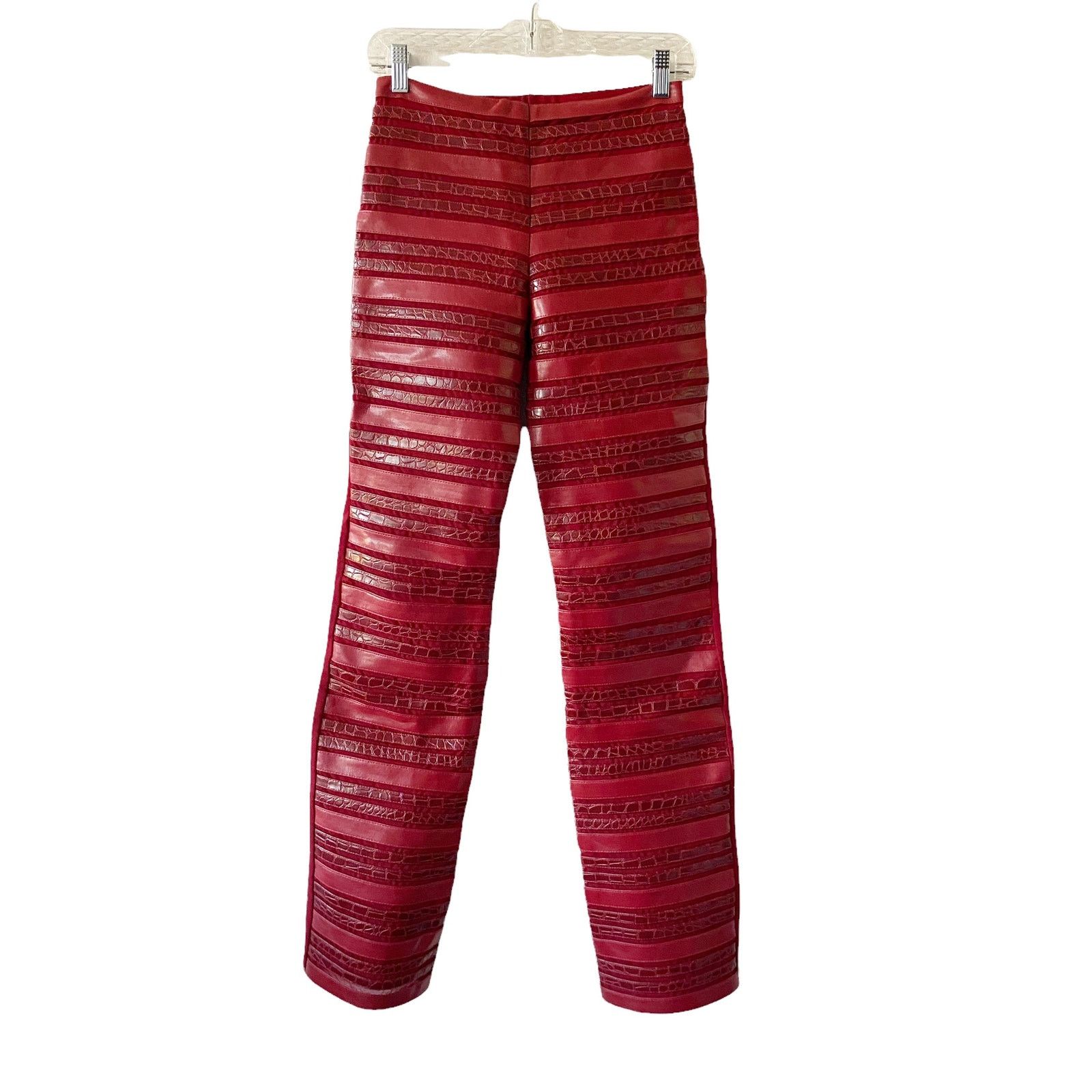 Vintage Vintage SAGAIE Y2K Faux Leather Mesh Stripe Stretch Pants Size 27" / US 4 / IT 40 - 6 Thumbnail