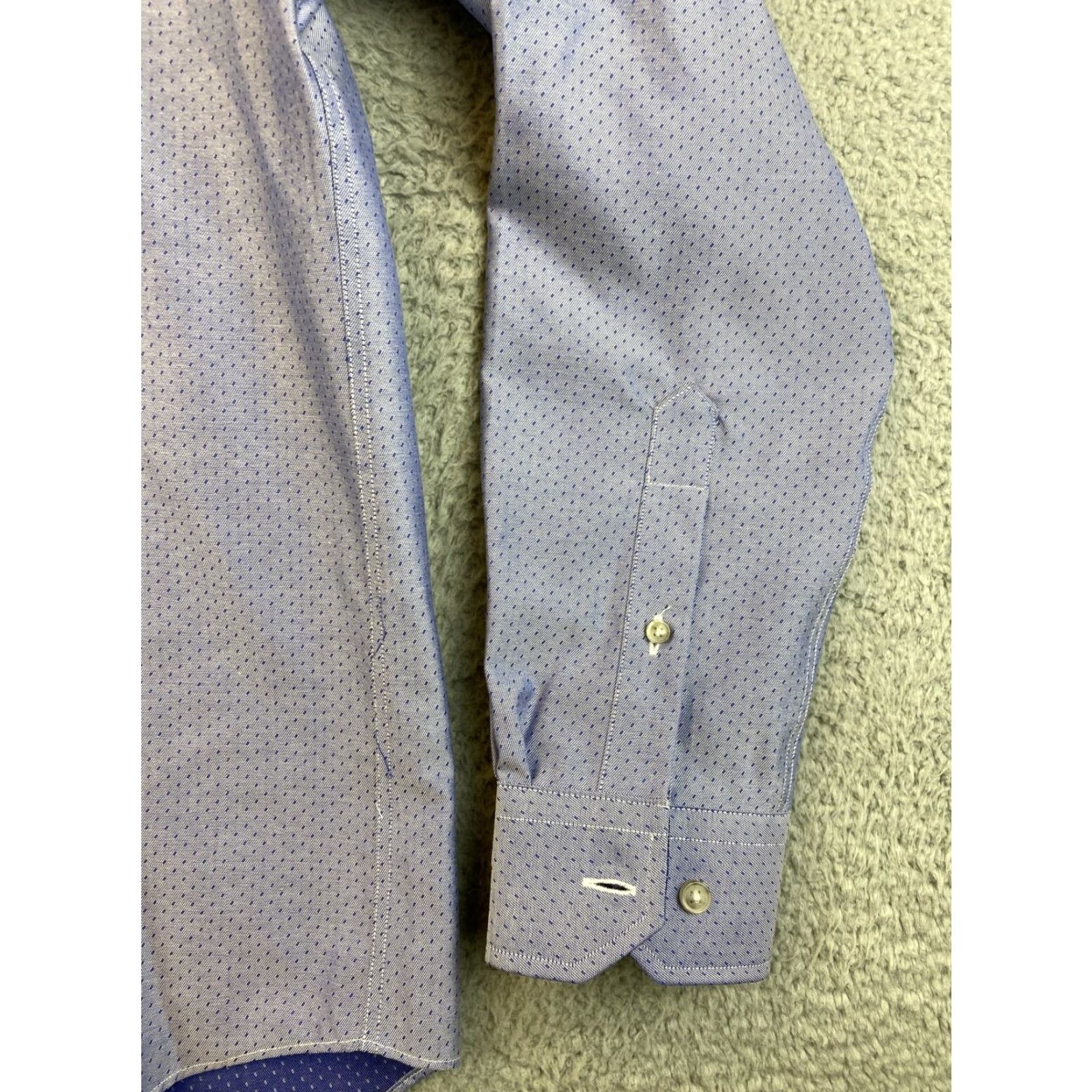 Joseph Abboud VINTAGE Joseph Abboud Dress Shirt Men L Blue Long Sleeve Button Cotton 80-8 Size 42R - 2 Thumbnail
