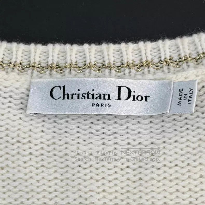 Dior Dior White gold thread five-pointed star cashmere short-sl Size M / US 6-8 / IT 42-44 - 5 Thumbnail