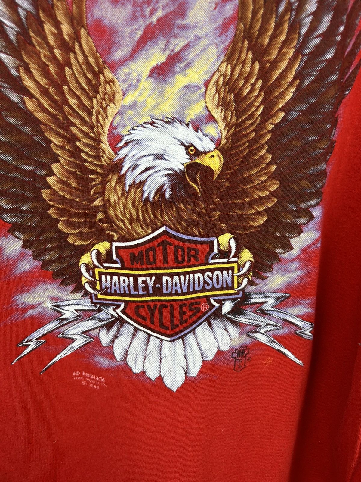 Harley Davidson × Vintage Vintage 1989 3D Emblem Harley Davidson Eagle Tee Size US L / EU 52-54 / 3 - 7 Thumbnail
