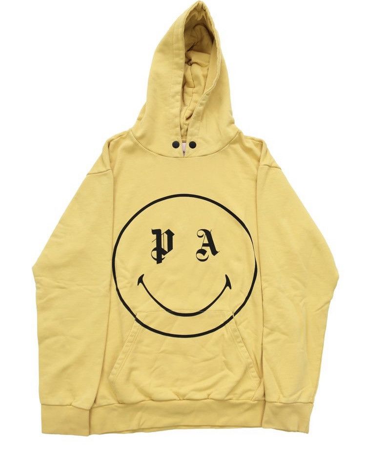 image of Palm Angels Smiley Hoodie (Medium) in Yellow, Men's