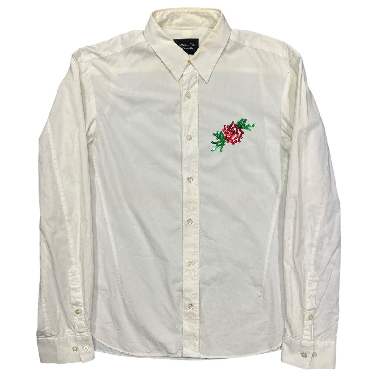 Number (N)ine NUMBER (N)INE 2006SS "GUNS'' Rose Sequins White Dress Shirts Size US L / EU 52-54 / 3 - 1 Thumbnail
