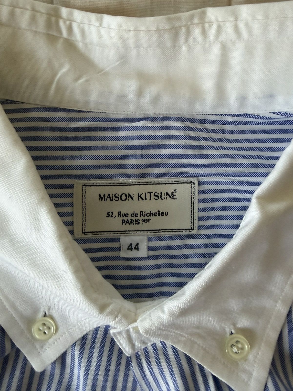 Maison Kitsune Maison Kitsuné Blue Stripe Shirt Contrast Collar & Cuffs Size US S / EU 44-46 / 1 - 3 Thumbnail
