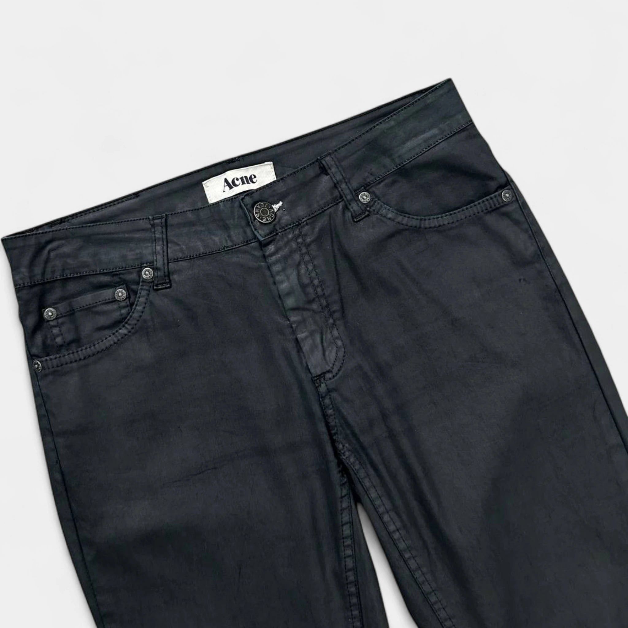 Acne Studios Acne Studios Vintage Avant-Garde Black Coated Denim Skinny J Size 27" / US 4 / IT 40 - 2 Thumbnail