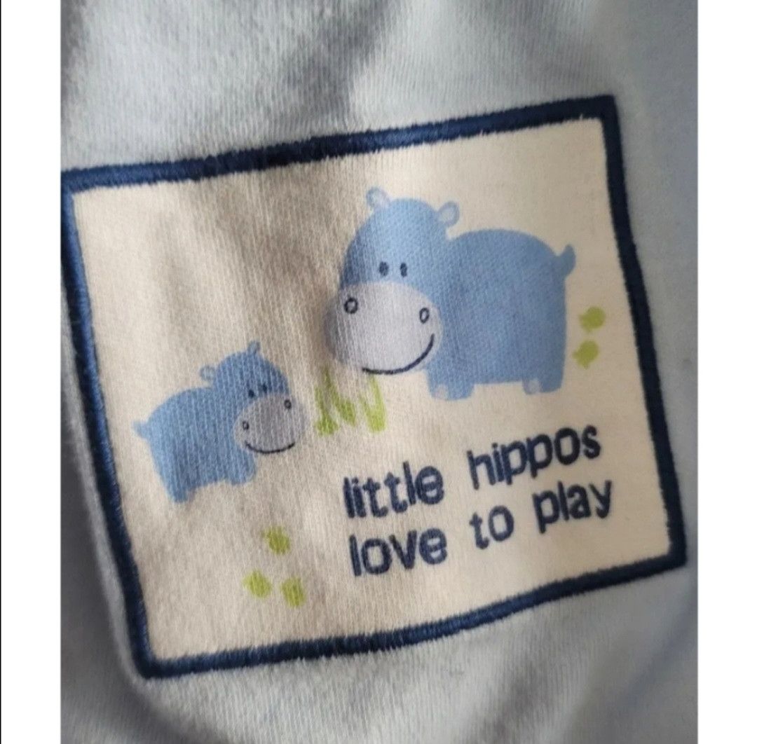 Gap NWT Baby GAP Blue Hippo One Piece Hat Bib Set 3-6 Months Size US XXS / EU 40 - 2 Thumbnail