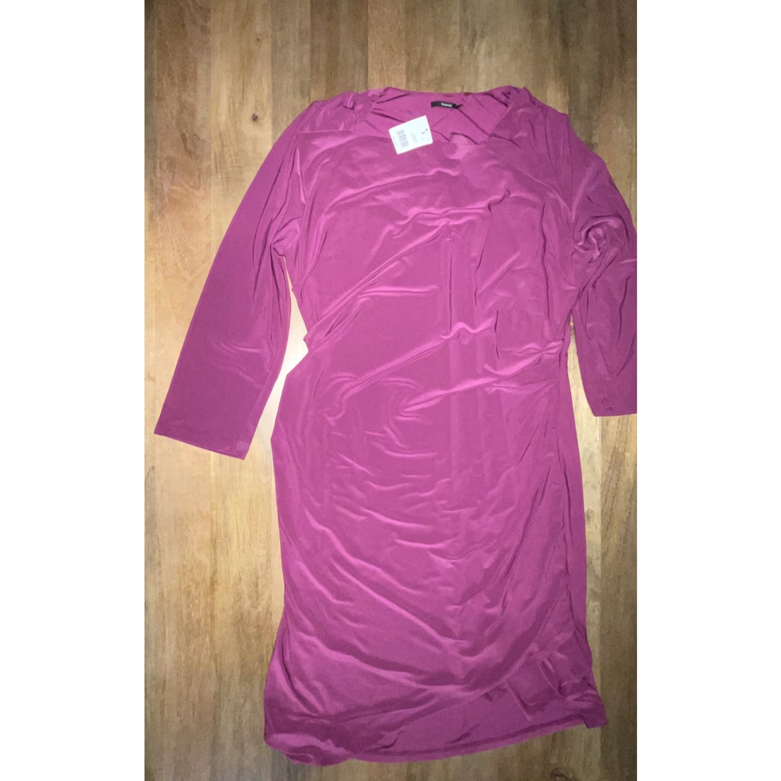 Vintage Tahari Women’s Maxi Dress 3/4 Sleeve Cocktail Round Neck Pink Lace Sheath Knee-Length NWT Tahari Elegant Elderberry Dark Pink Size L / US 10 / IT 46 - 2 Thumbnail