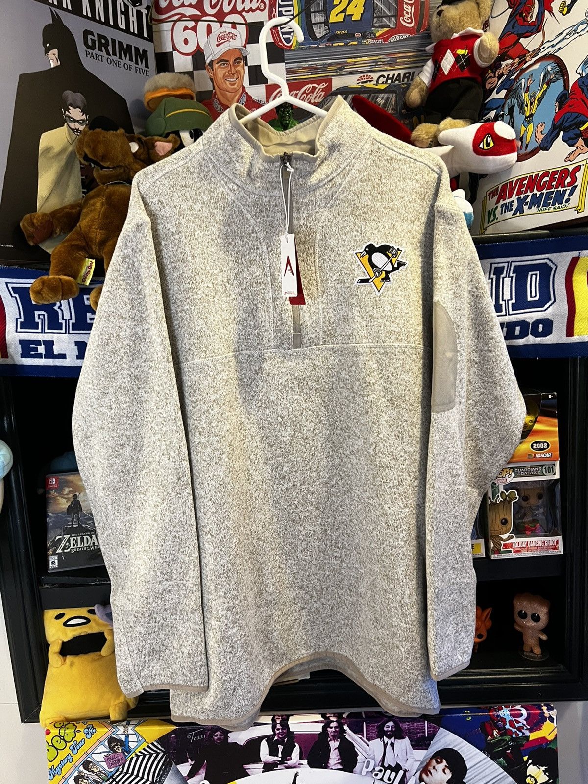 Antigua × NHL Men's Pittsburgh Penguins Antigua Oatmeal Half-Zip Pullover Size US XXL / EU 58 / 5 - 1 Thumbnail