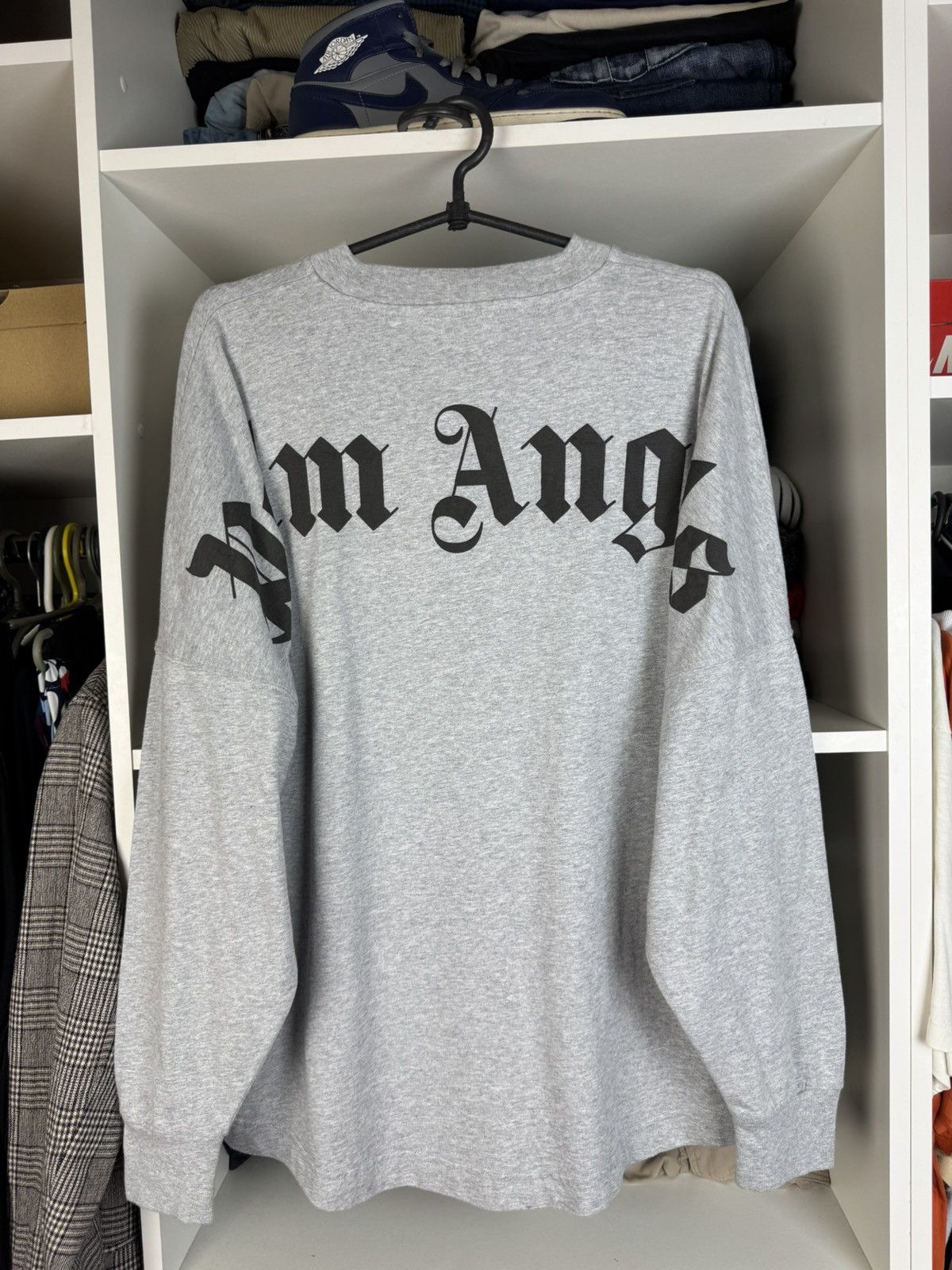 Palm Angels Women’s Gray Drop Shoulder Long Sleeve T-shirt