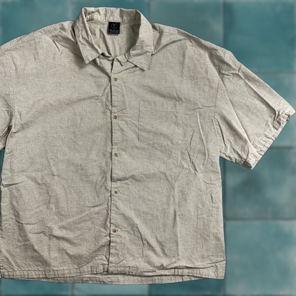 Nike Golf Button-Up Shirt Tiger Woods Hawaiian Plaid Gray 2XL Mens Short Sleeve Casual Vintage