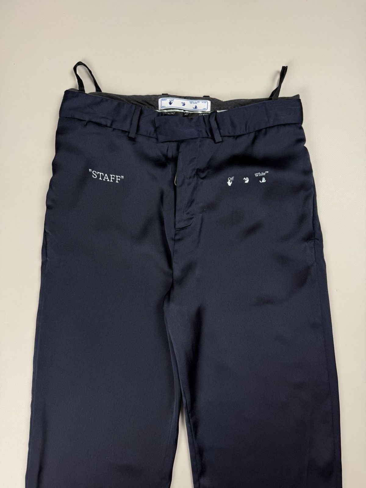 Off-White Off White Men’s Satin Dress Pants “Staff” Logo Trousers Size US 32 / EU 48 - 5 Thumbnail