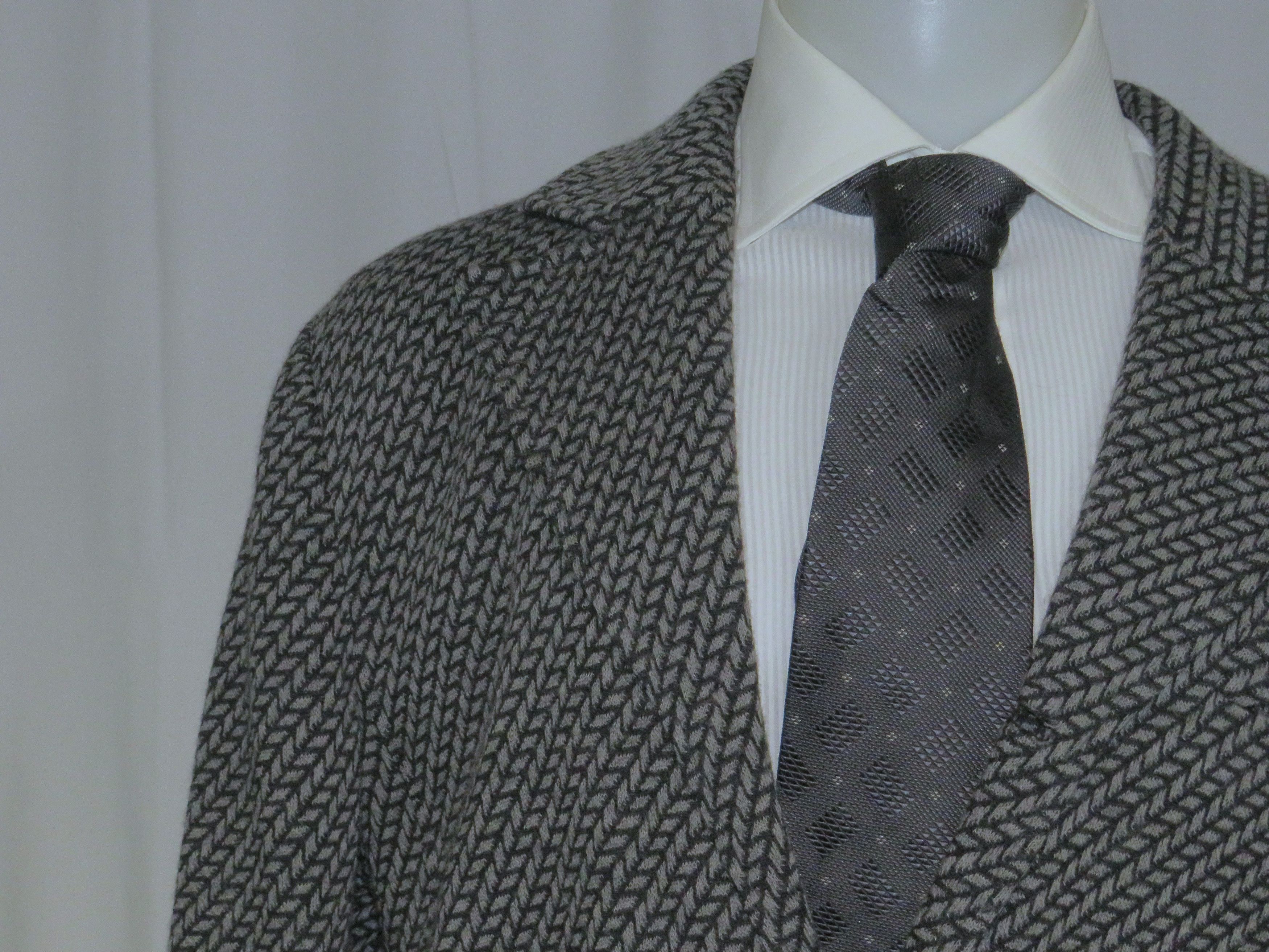 Giorgio Armani Black Label Gray Geometric Recent Sweater Jacket 50 Size 50R - 3 Thumbnail