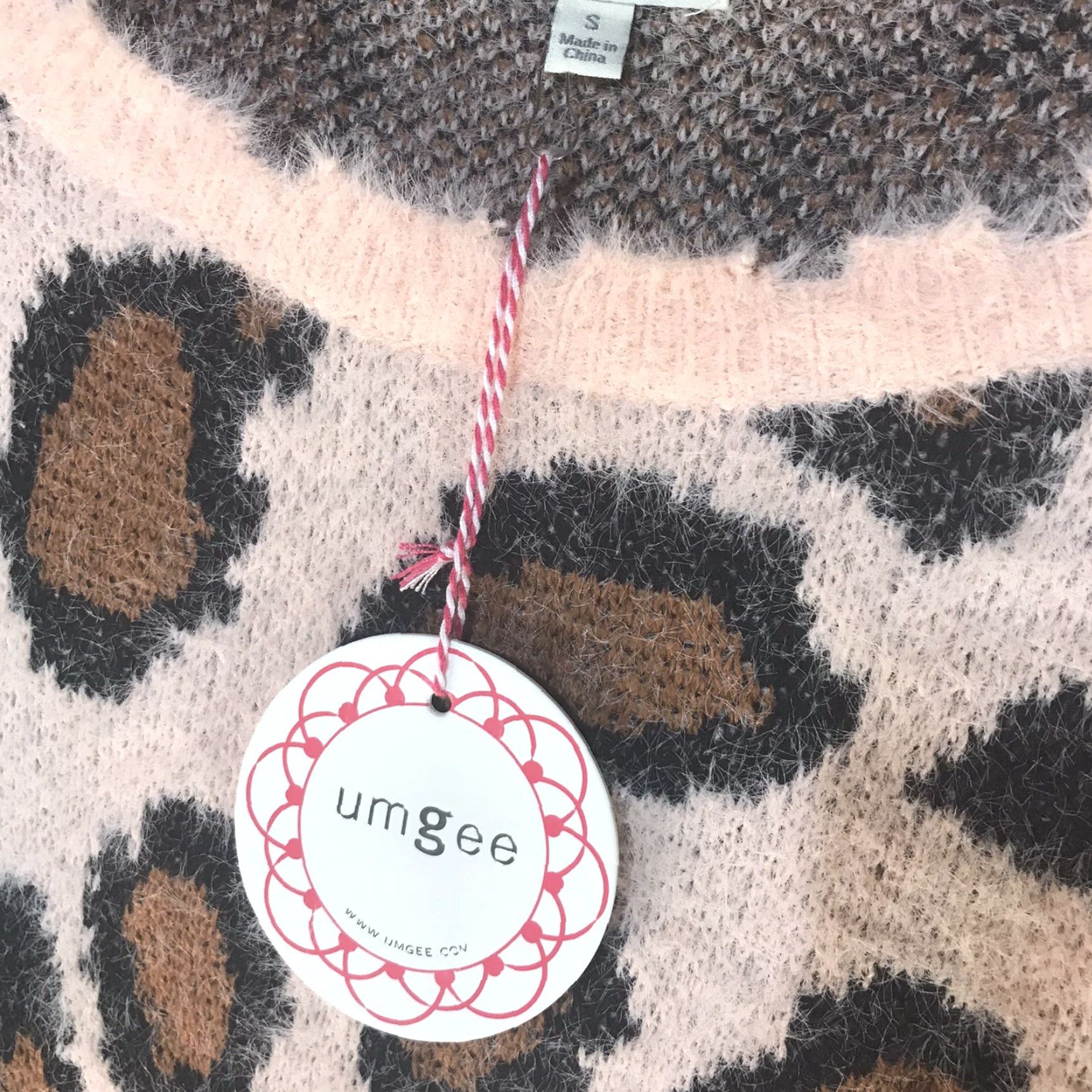 Vintage UMGEE Women's Pink Animal Print Knit Sweater S Long Sleeve Pullover Casual Fall Winter Size S / US 4 / IT 40 - 3 Thumbnail
