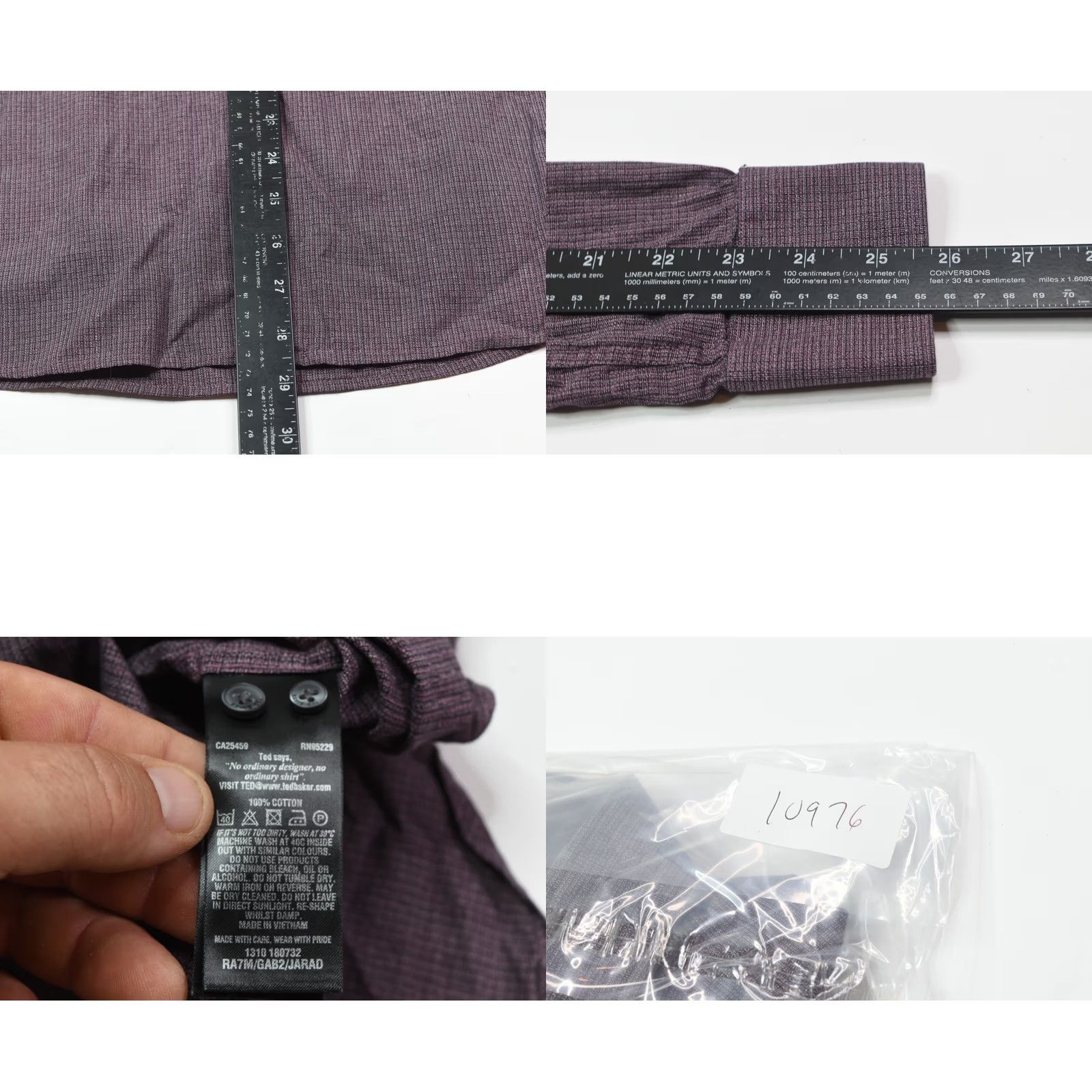 Ted Baker Ted Baker Endurance Shirt Mens 15 Purple Long Sleeve Button-Up Slim Fit Cotton Shirt Size US M / EU 48-50 / 2 - 8 Thumbnail