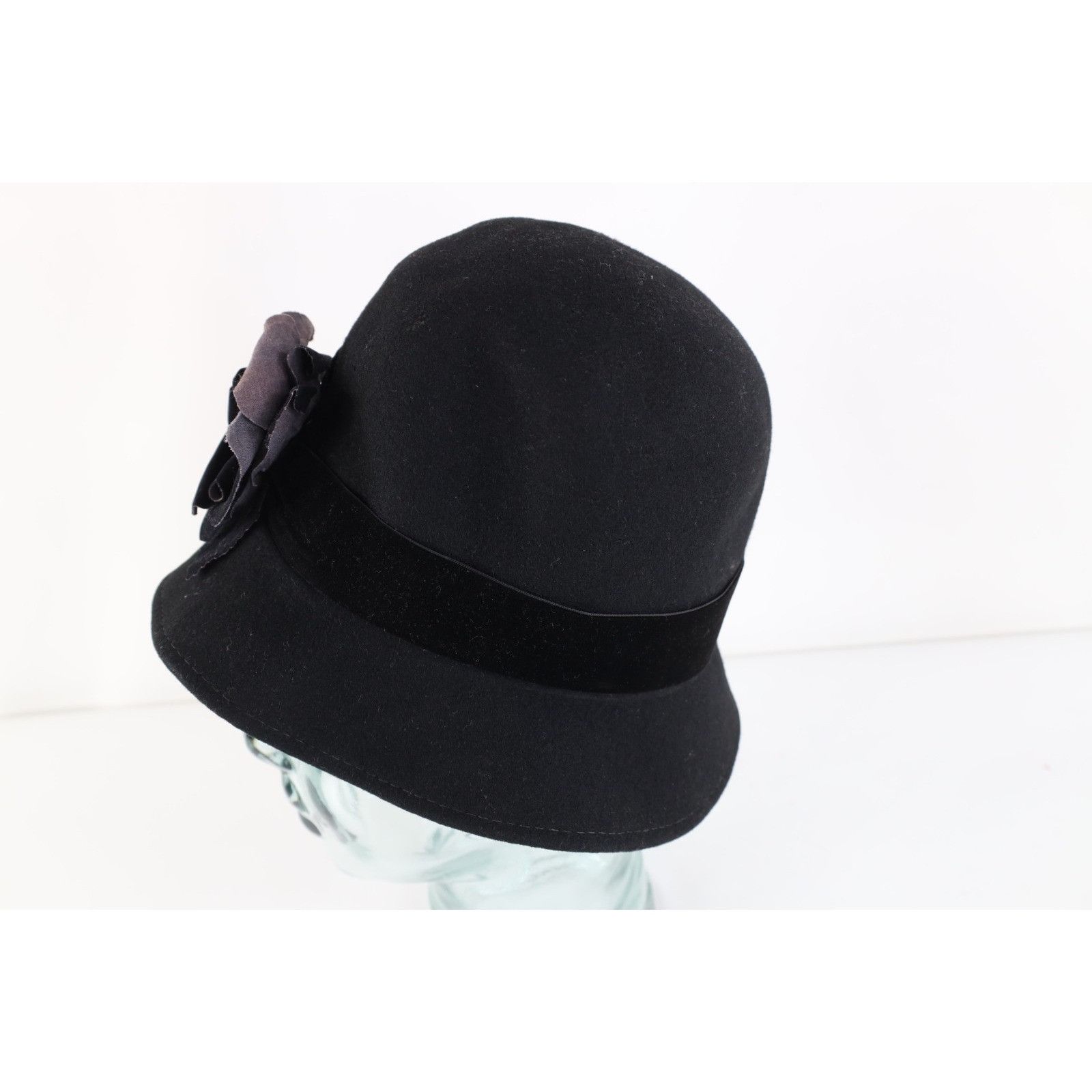 Vintage Vintage 50s Streetwear Felt Wool Flower Band Cloche Hat Cap Size ONE SIZE - 3 Thumbnail