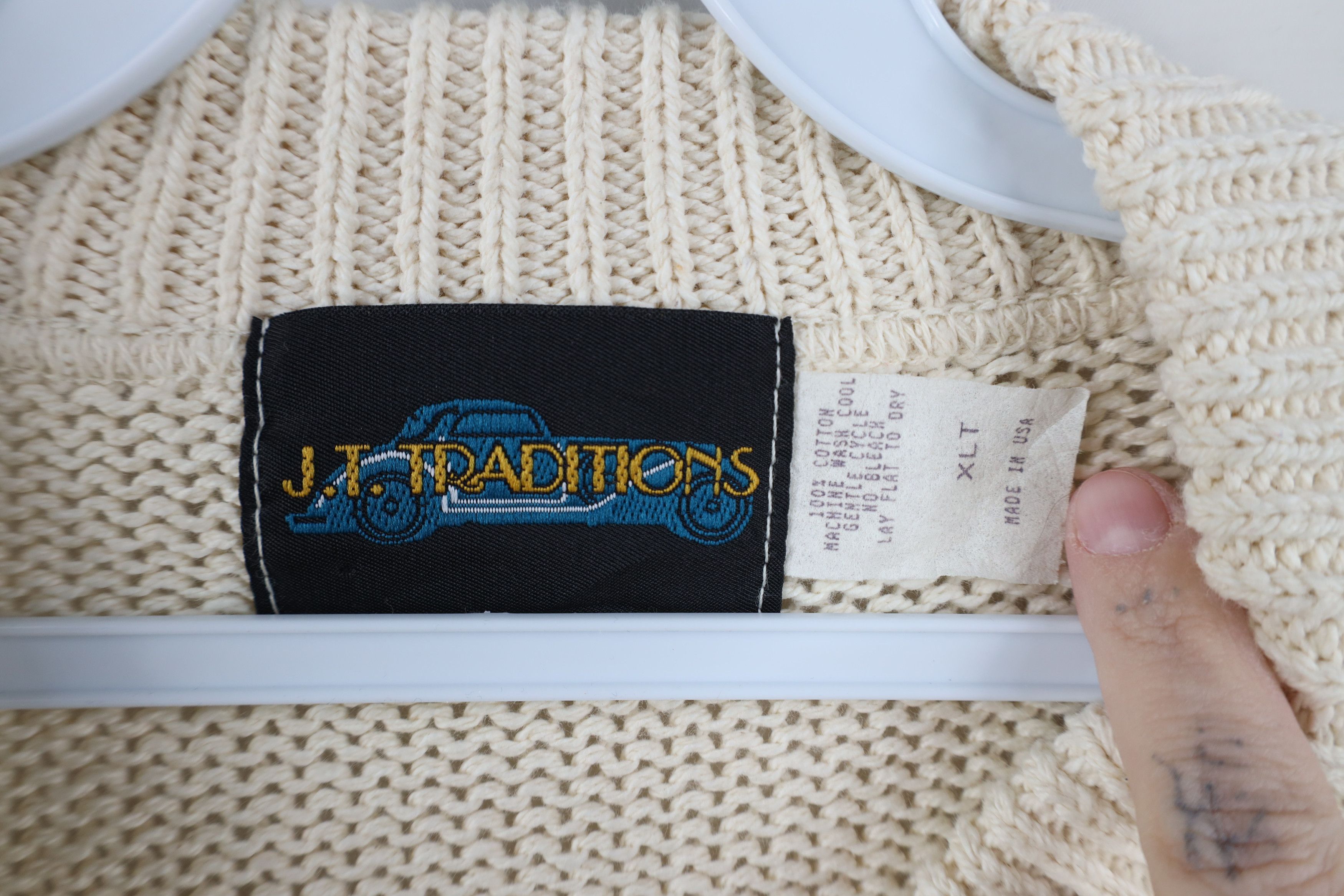 Vintage Vintage 90s Streetwear Ribbed Knit Henley Sweater Cream USA Size US XL / EU 56 / 4 - 6 Thumbnail