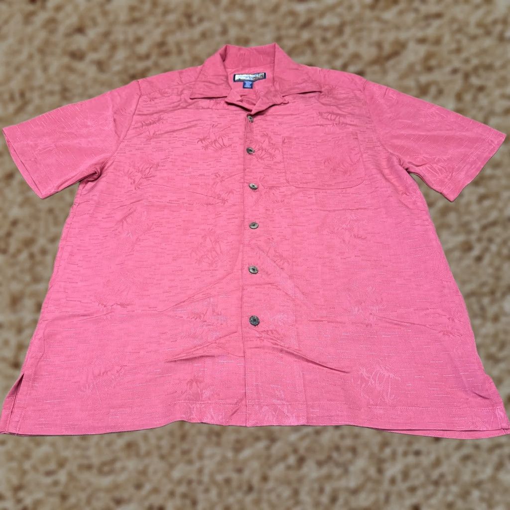 Vintage Havana Jack's Cafe Shirt Mens Medium Pink Palm Tree Camp Hawaiian Button Front Tropical Graphic Print Size US M / EU 48-50 / 2 - 1 Thumbnail