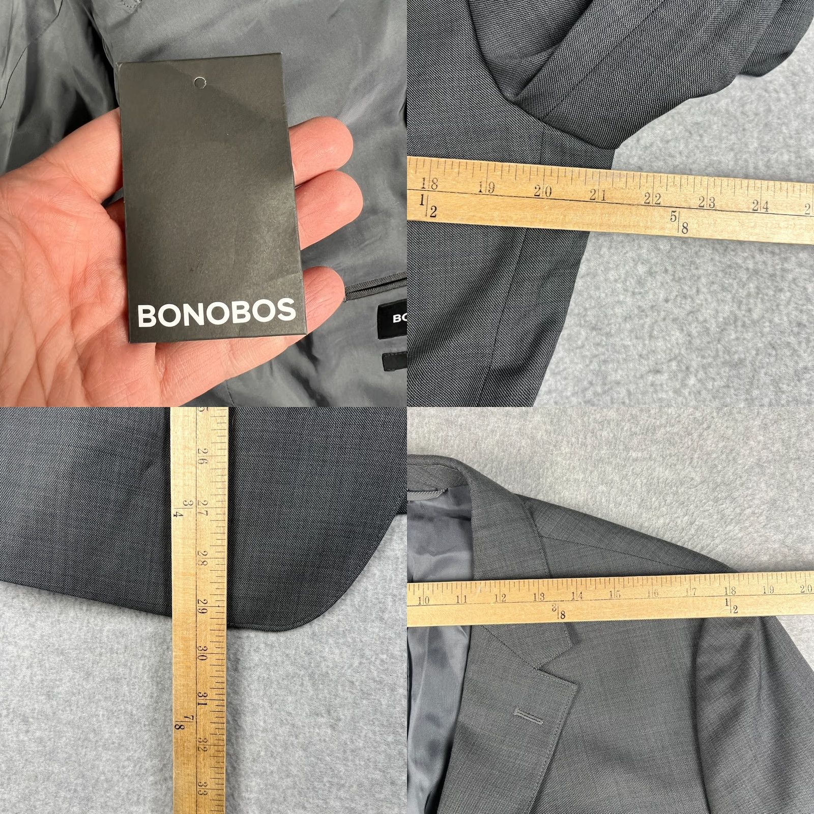 Bonobos Bonobos Wool Suit Set Blazer Coat Pants 42S Mens 34x32 Grey Standard Fit 2 Piece Suit Wedding Business Workwear Mens Size 42R - 8 Thumbnail