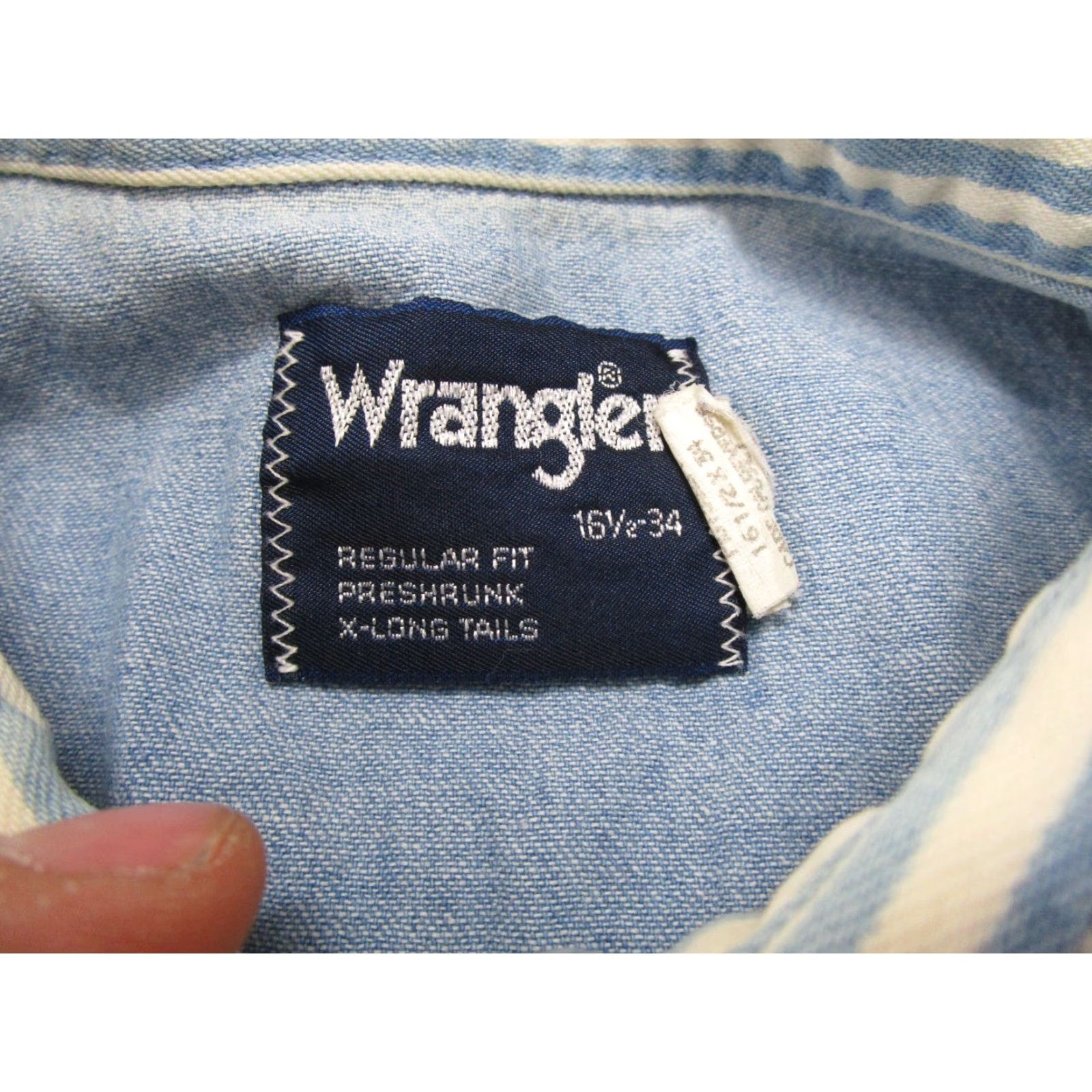 Wrangler VINTAGE Wrangler Striped Western Denim Shirt Button Up Size 34 Cowboy Rodeo 90s Y2K Mens Size US S / EU 44-46 / 1 - 2 Thumbnail