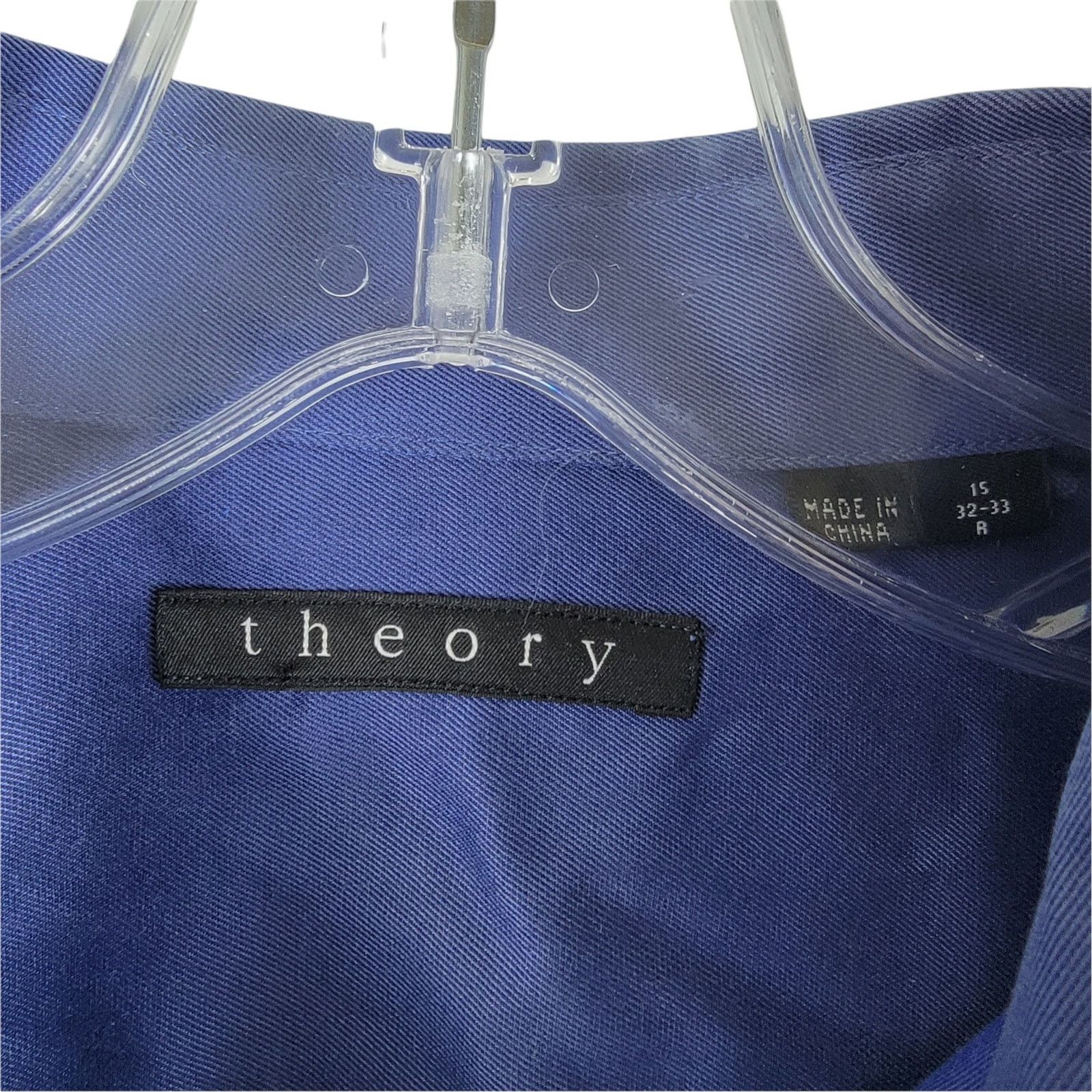 Theory Theory Long Sleeve Button Up Dress Shirt Blue Collared Sz 15 Size US S / EU 44-46 / 1 - 5 Thumbnail