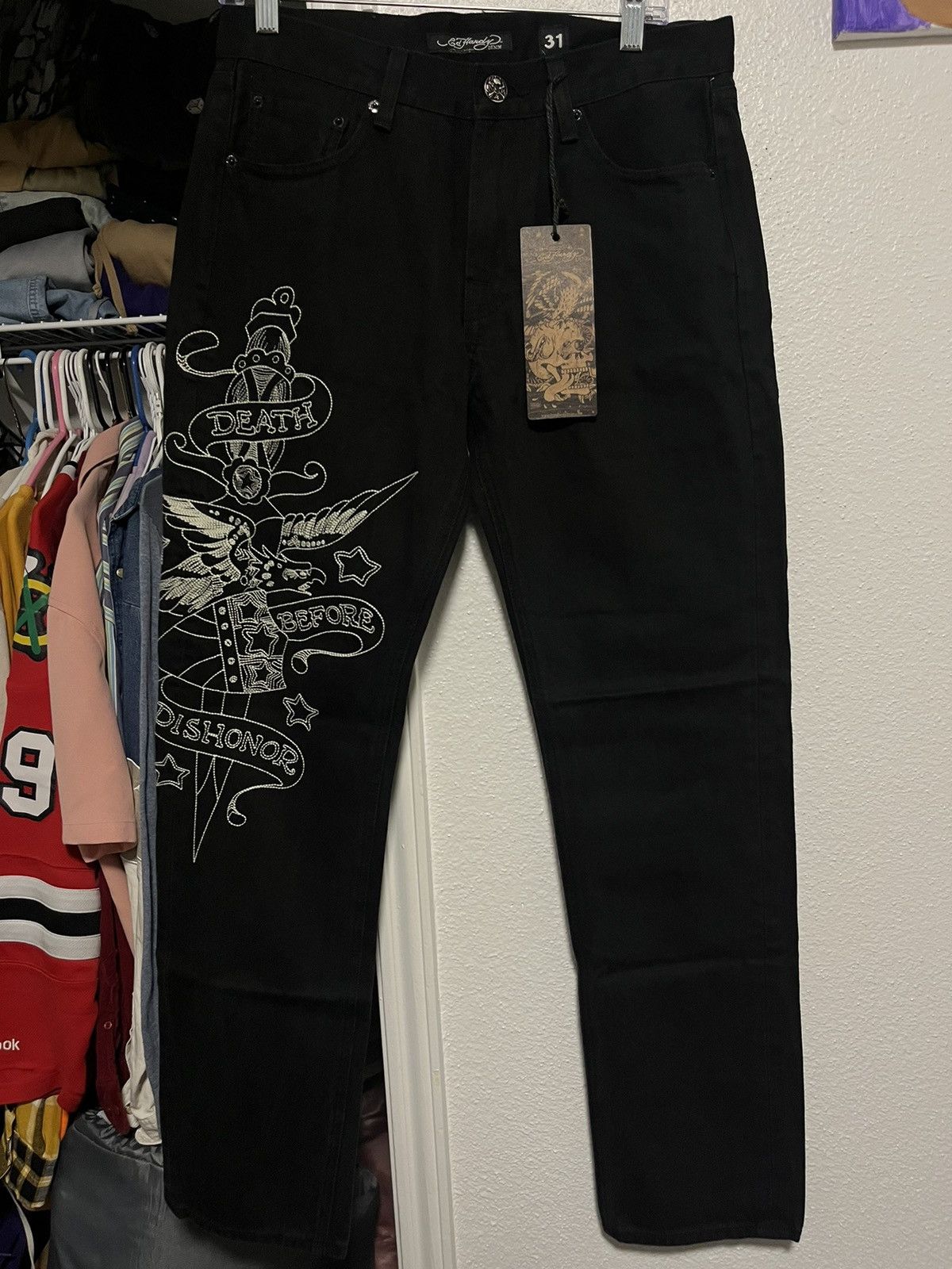 Ed Hardy × Vintage Death Before Dishonor Denim Size US 31 - 1 Thumbnail