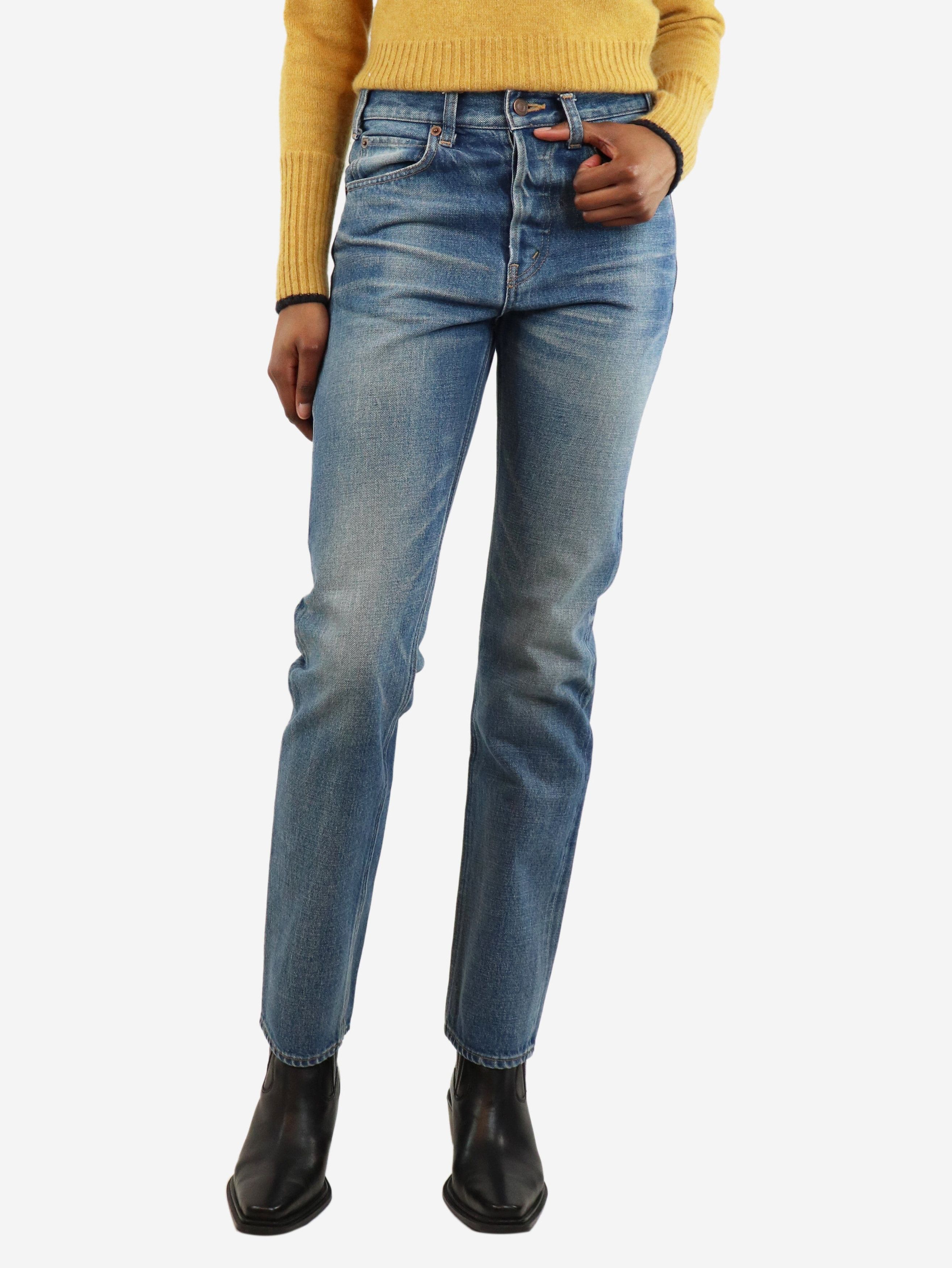 Blue straight-leg jeans - size UK 6