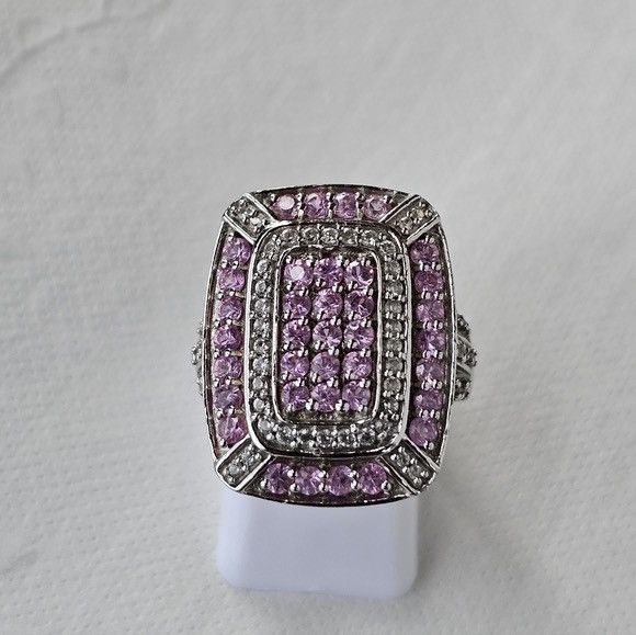 Other Genuine Pink Sapphire & White Zircon Ring Sterling Size ONE SIZE - 2 Thumbnail