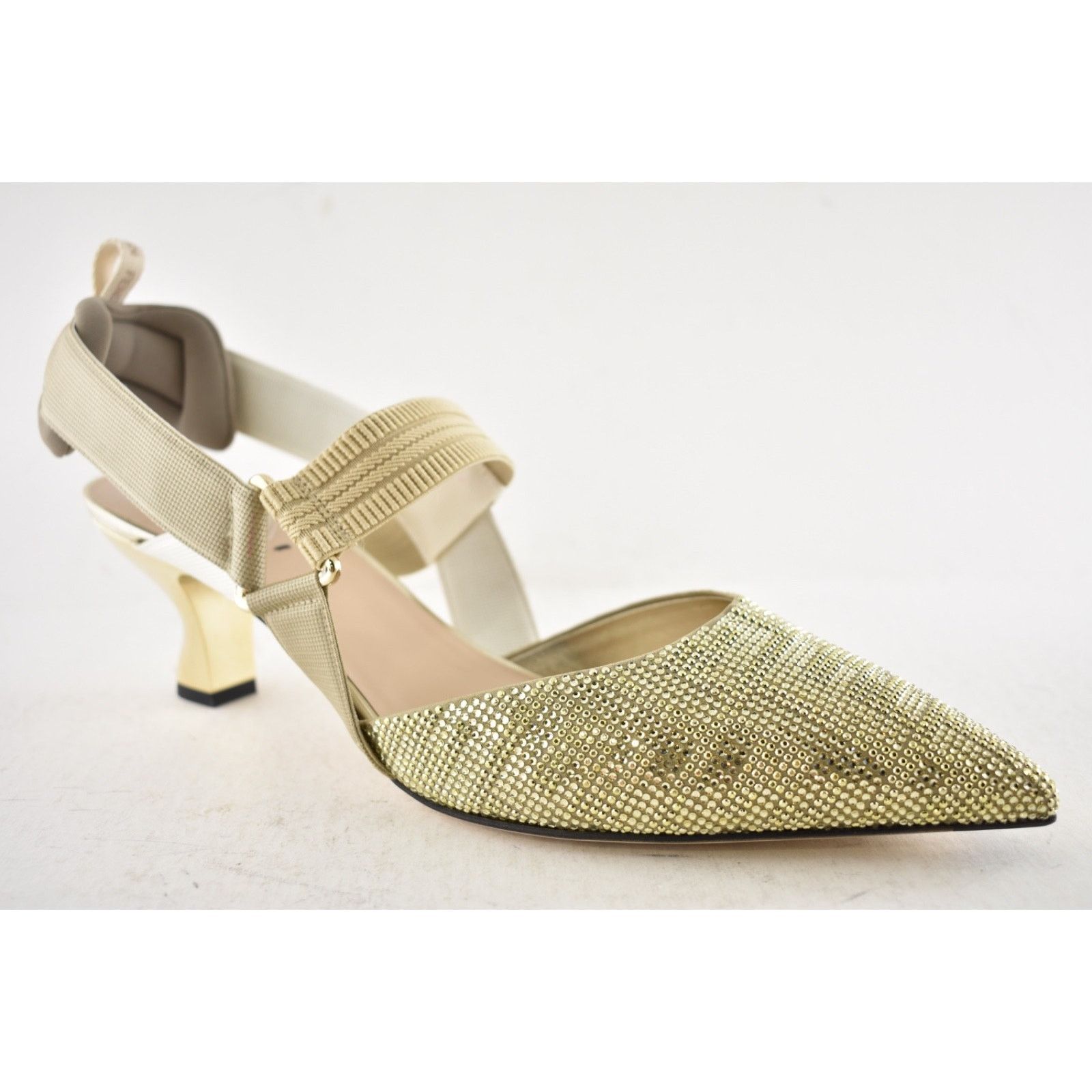 Fendi Fendi Colibri 55mm Gold Strass Crystal FF Slingback 42 Size US 12 / IT 42 - 5 Thumbnail