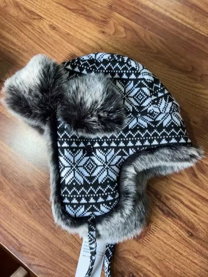 Designer Knitted Fluffy Faux Fur Ushanka Winter Outdoor Hat Size ONE SIZE - 6 Thumbnail
