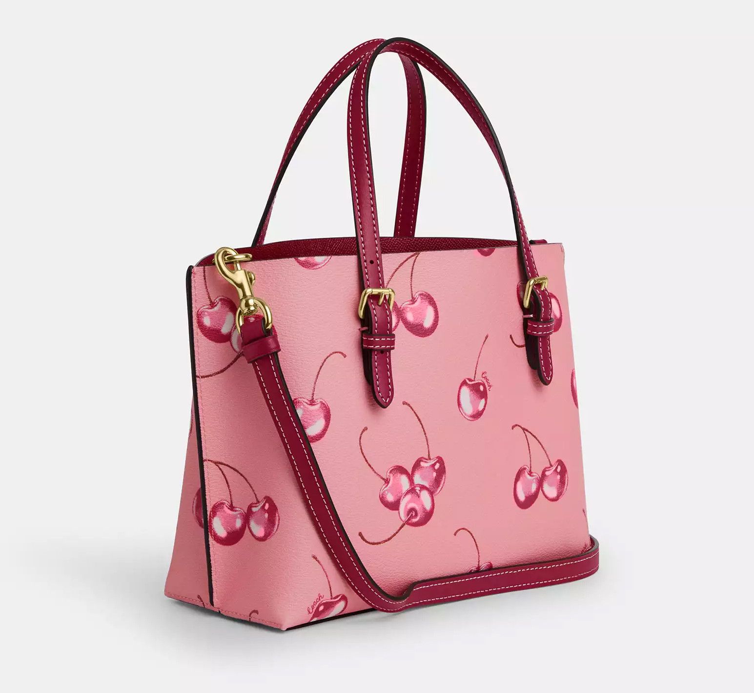 Coach 🍒 Mollie Tote Bag 25 With Cherry Print CR293 Size ONE SIZE - 11 Thumbnail