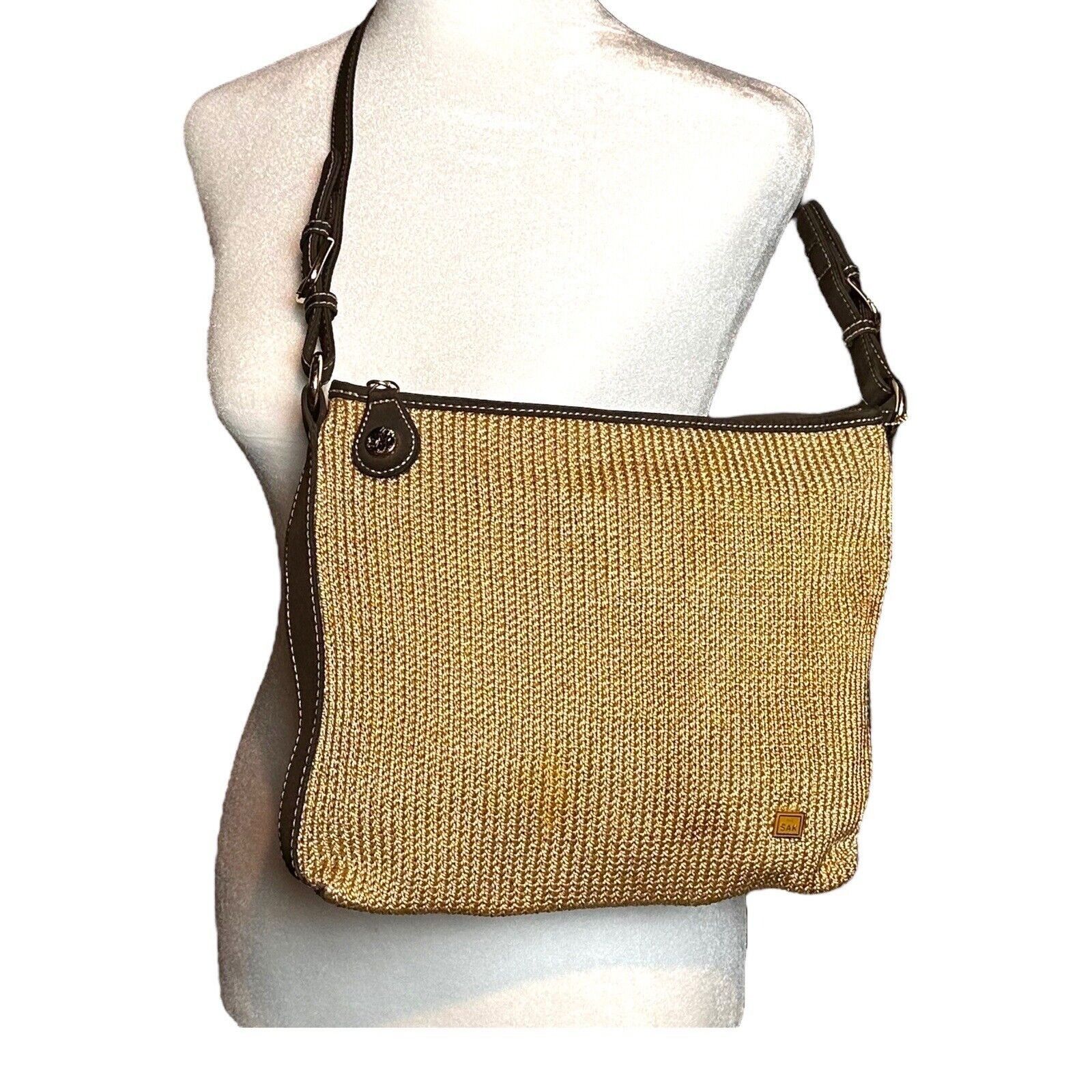 The Sak The Sak Original Taupe Woven Knit Leather Strap Shoulder Bag Size ONE SIZE - 1 Thumbnail