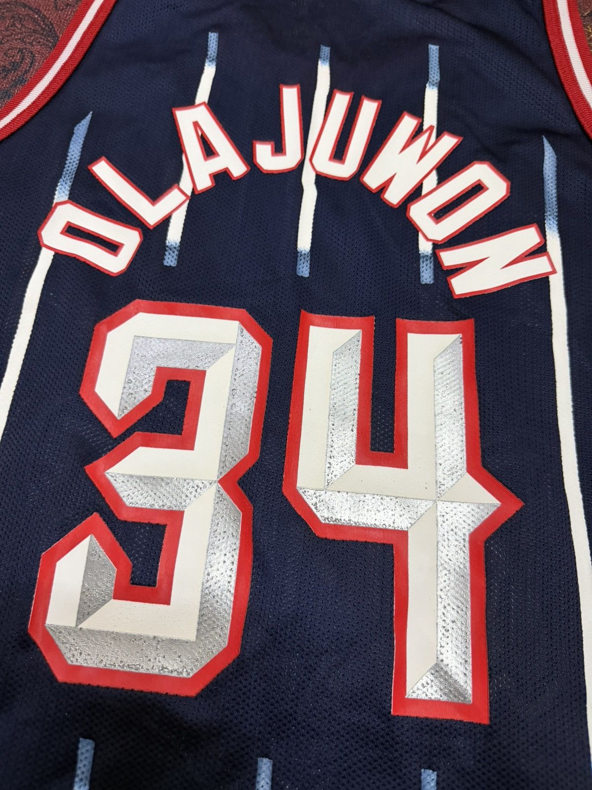 NBA Vintage 90s NBA Houston Rockets Hakeem Olajuwon Jersey Size US L / EU 52-54 / 3 - 8 Thumbnail