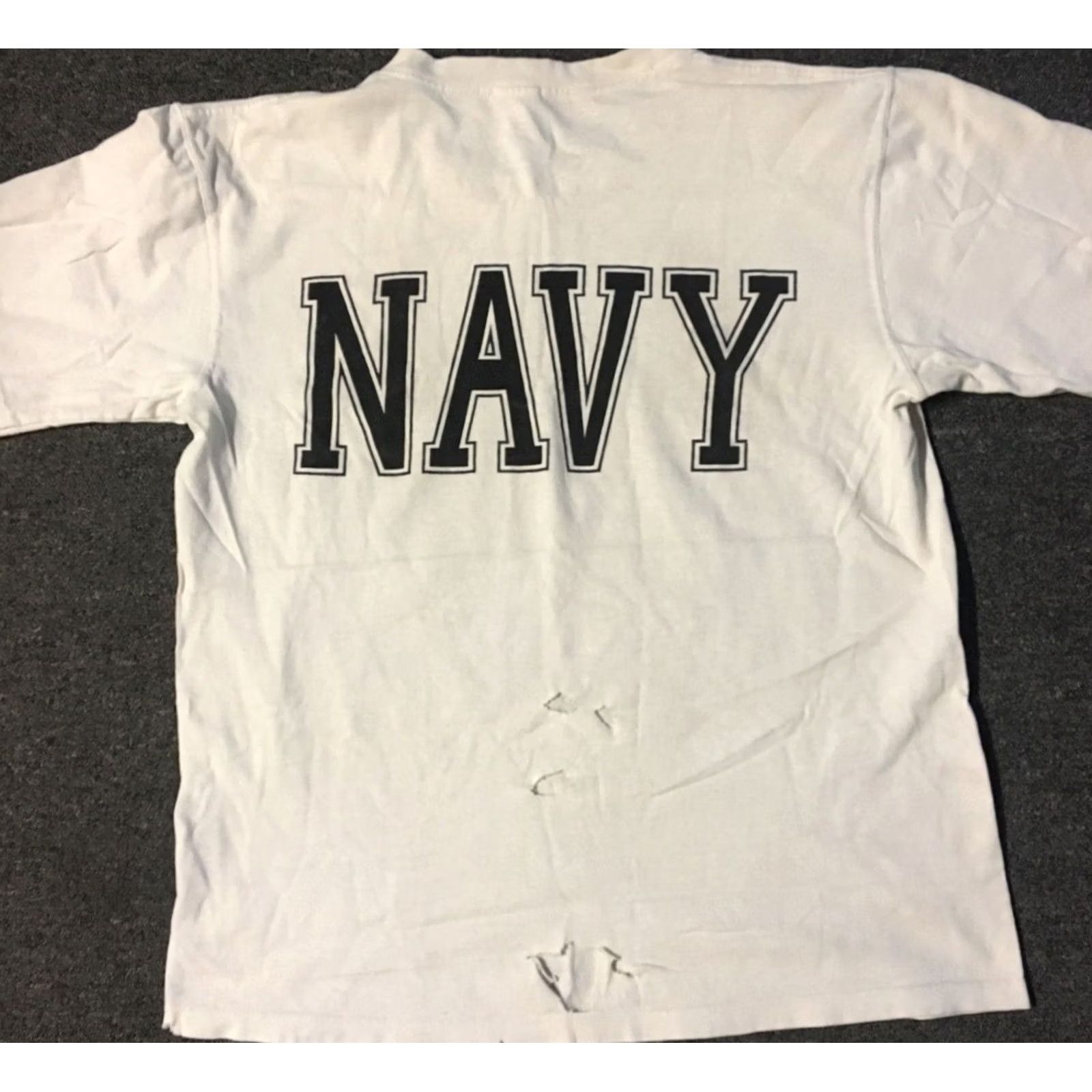 Soffe VINTAGE 90s US Navy Thrashed Faded Distressed Shirt M Soffe T-Shirt USA Navy Punk Grunge Rock Military Mens White Short Sleeve Crew Neck Graphic Tee Size US M / EU 48-50 / 2 - 2 Thumbnail