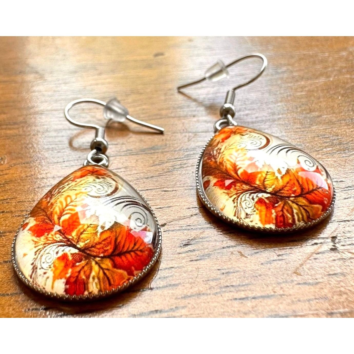 Handmade Fall Leaves Earrings New Teardrop Thanksgiving Dangle Hooks Size ONE SIZE - 5 Thumbnail