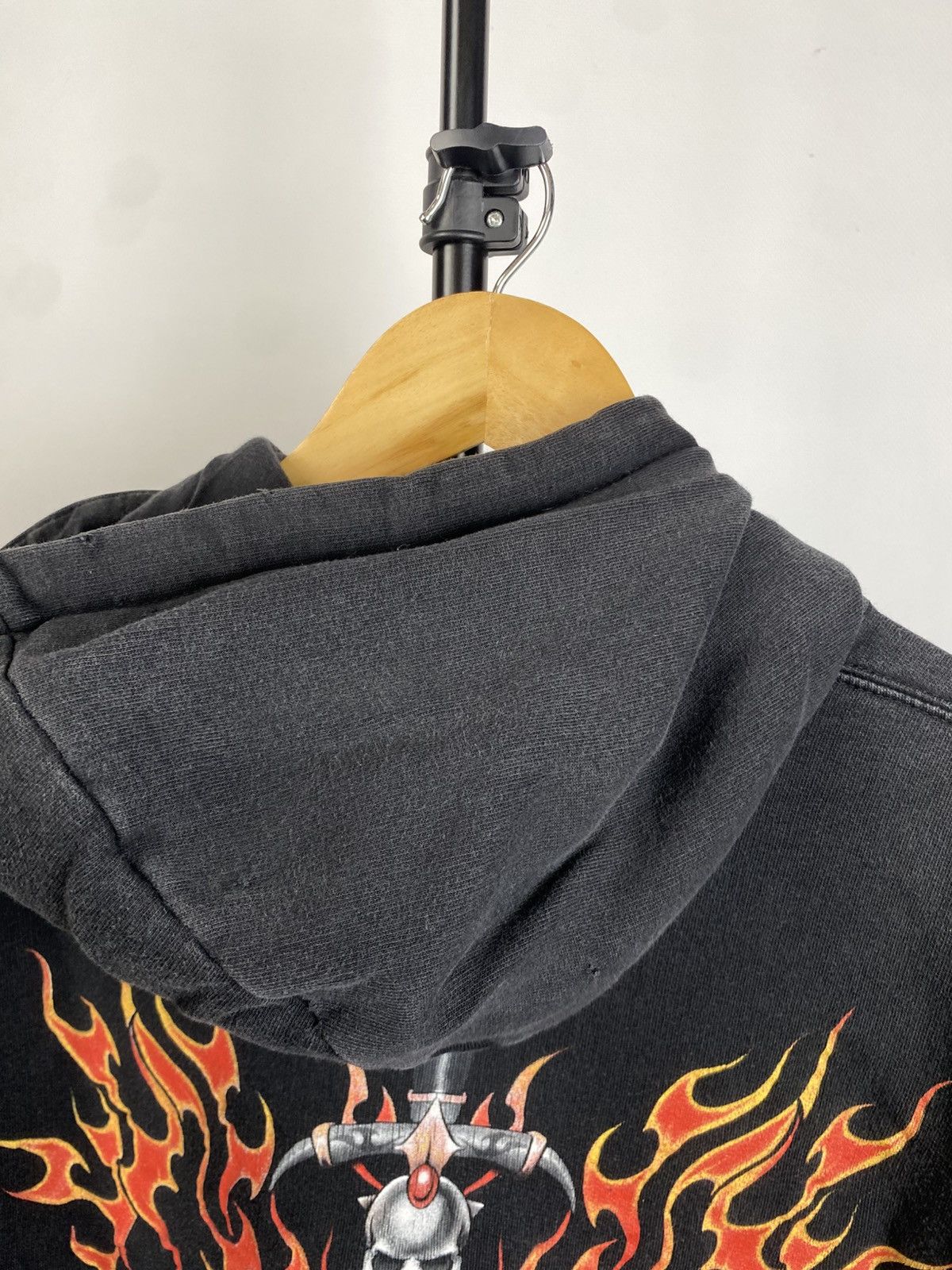 Japanese Brand × Vintage Vintage 90s Y2K Faded Flame Skull Spiral Hoodie Size US S / EU 44-46 / 1 - 11 Thumbnail