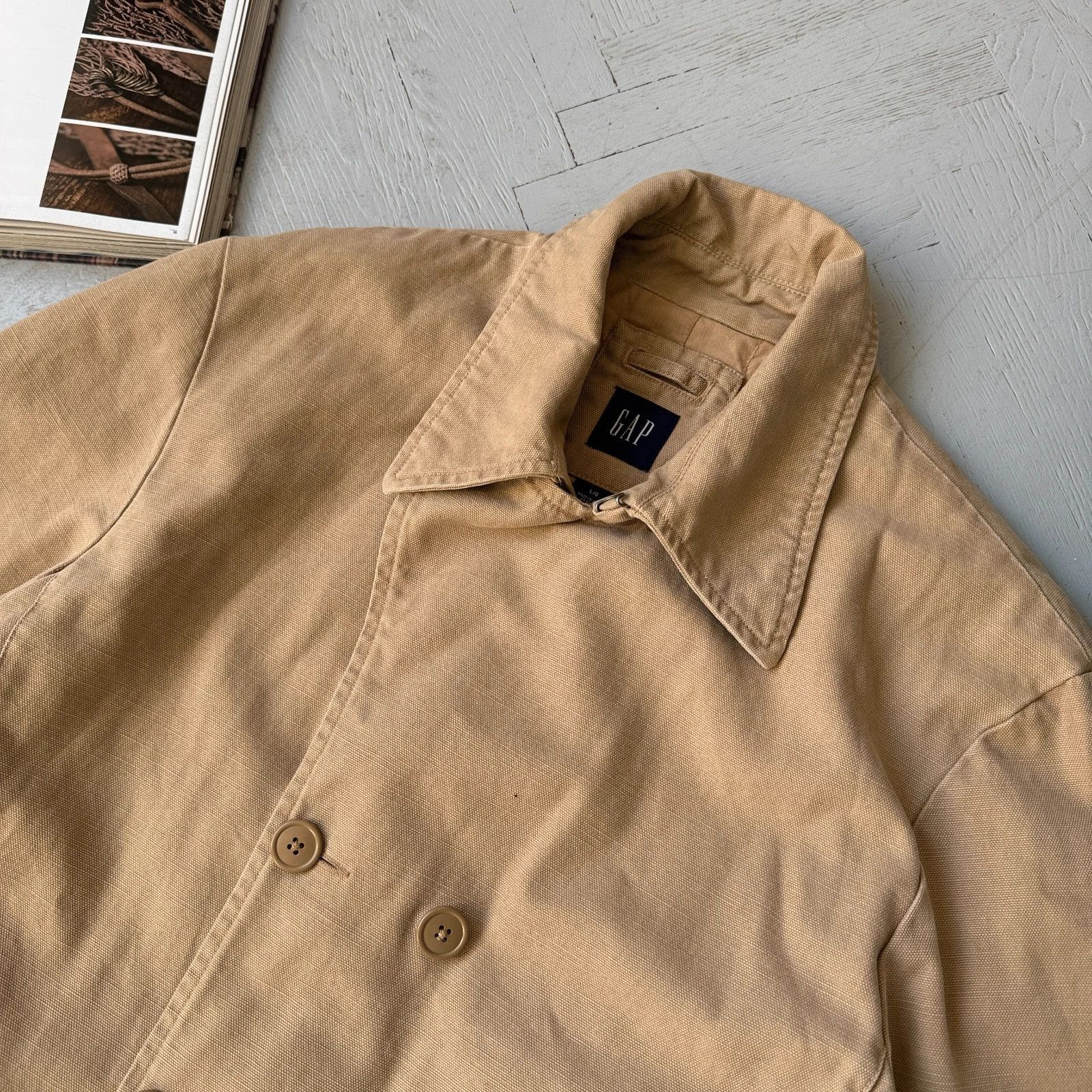 Gap Vintage 00s GAP Canvas Peacoat US Navy Heavy Cotton Jacket Size US L / EU 52-54 / 3 - 4 Thumbnail