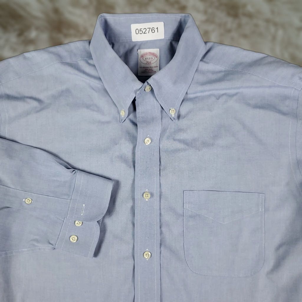 Brooks Brothers Brooks Brothers Shirt Mens 17 Blue Dress Button Up Long Sleeve Dress Shirt Regular Size 17 Blue Brooks Brothers Mens Shirt Size 46R - 1 Thumbnail