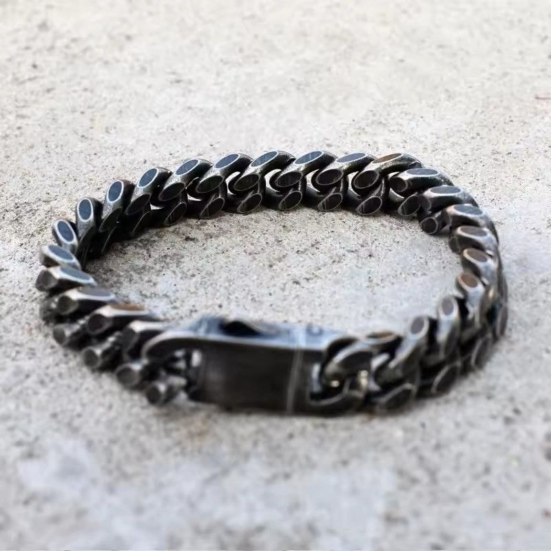 Jewelry Antique Black Plated Thick Chain Bracelet Size ONE SIZE - 4 Thumbnail