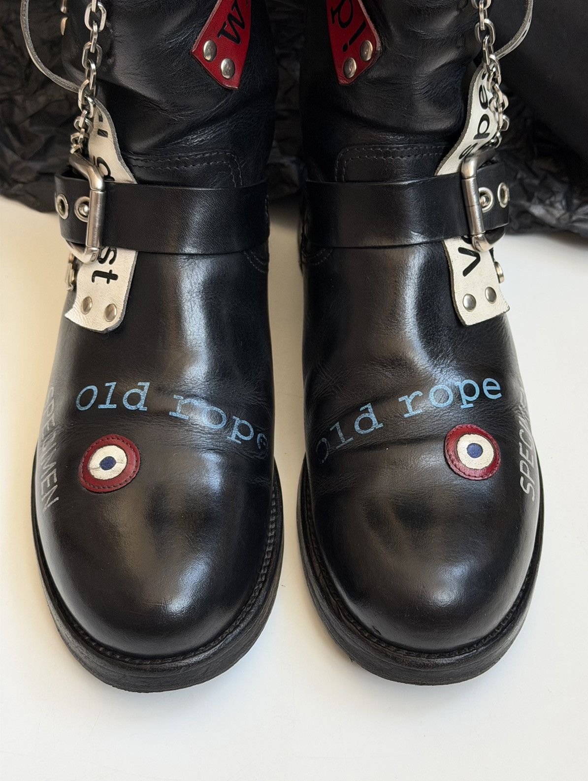 Dolce & Gabbana DOLCE & GABBANA SS 2003 Sex Biker Leather Boots runway logo Size US 8.5 / IT 38.5 - 7 Thumbnail