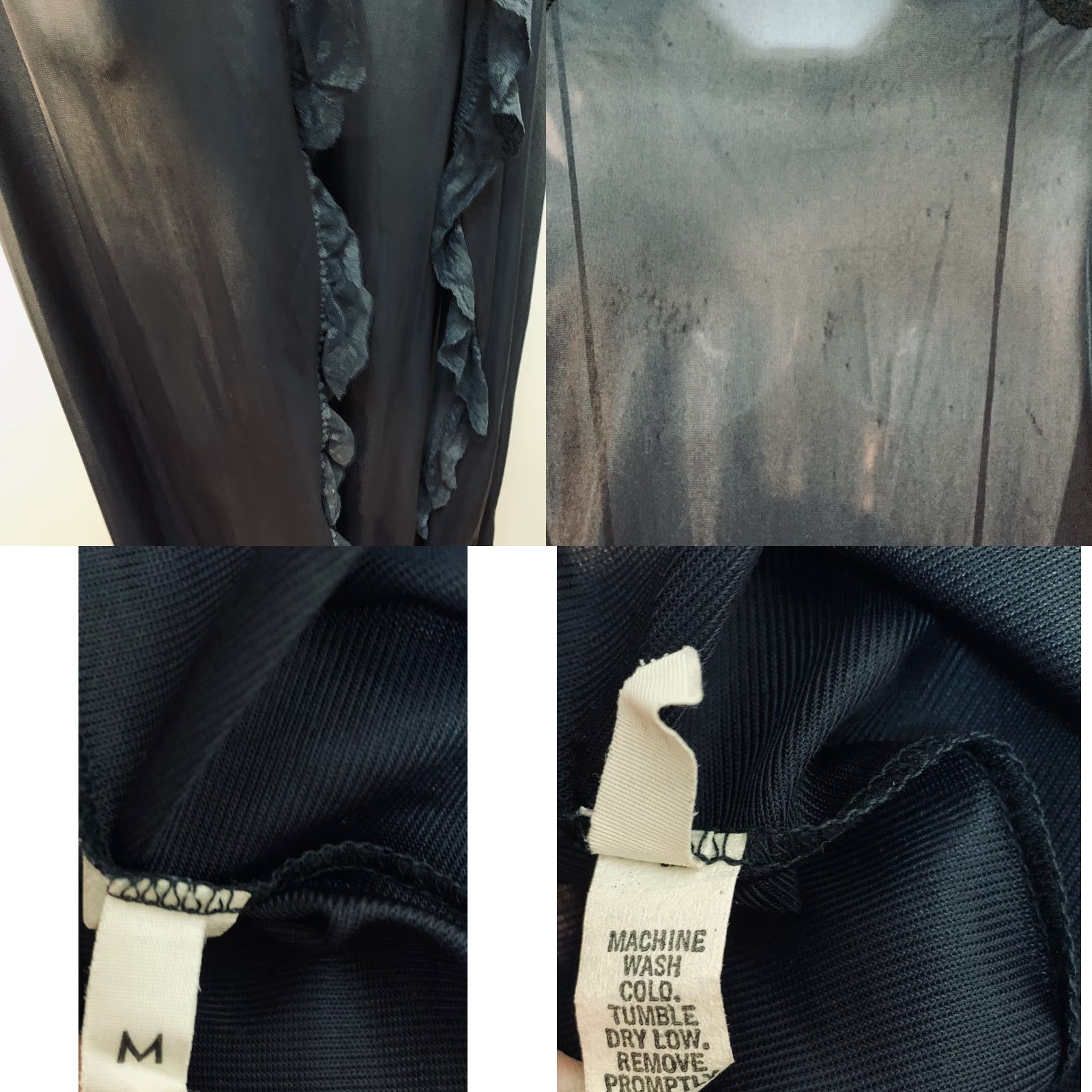 Vintage VINTAGE Black Nylon Sheer Lace Peignoir Robe Nightgown Negligee Long Gown Set M Size ONE SIZE - 8 Thumbnail