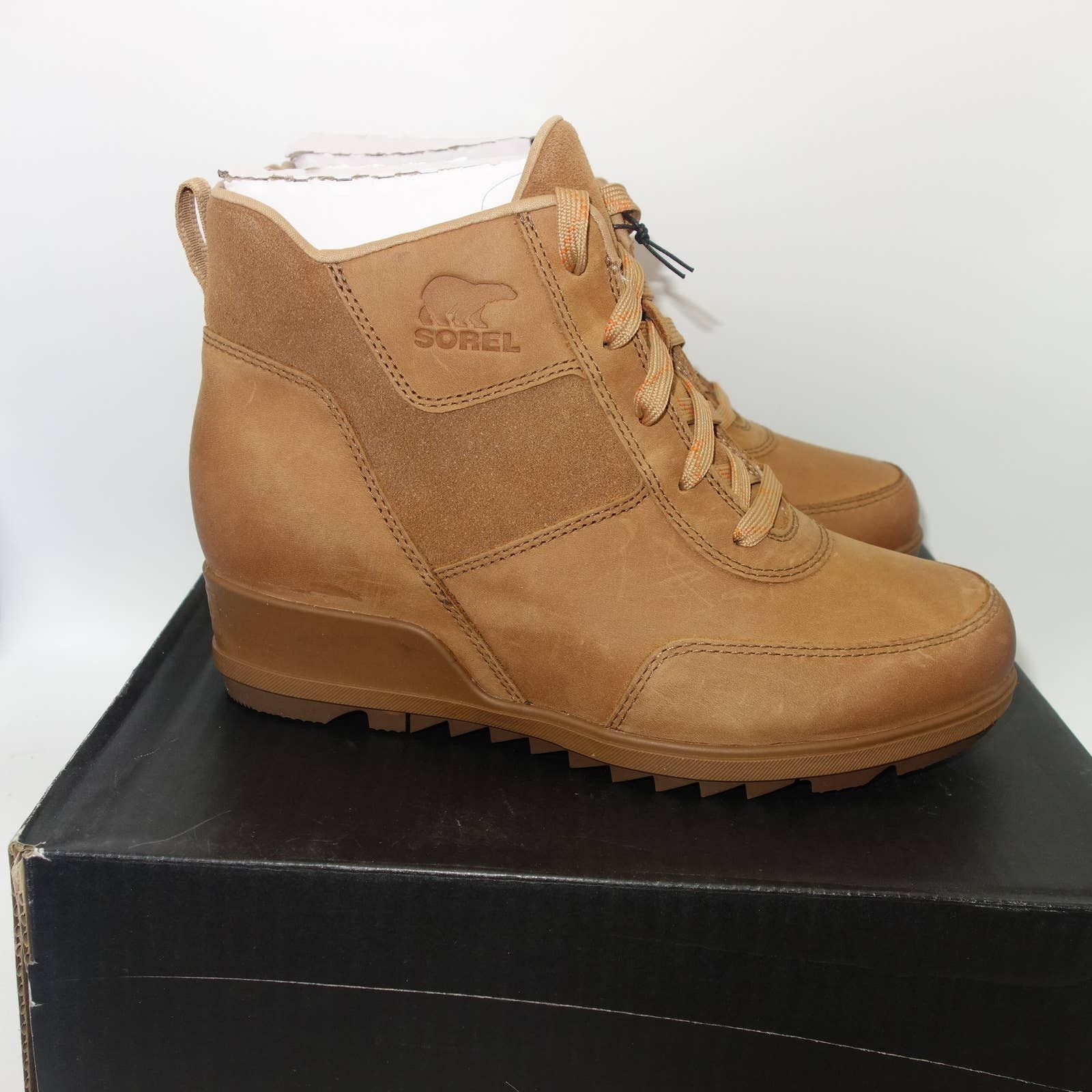 NEW Sorel Evie Sport Lace Wedge Bootie Leather Women's