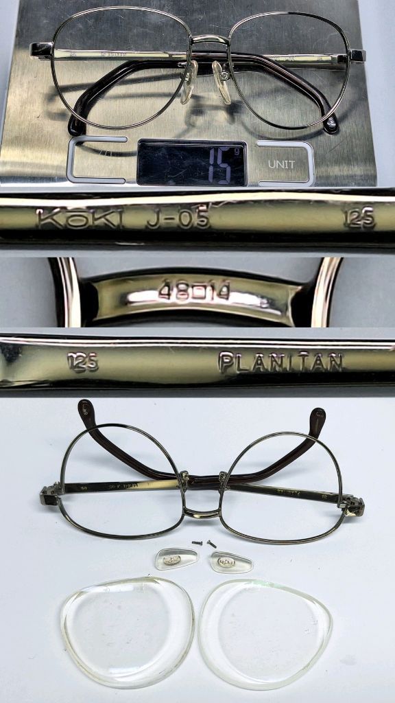 MASUNAGA RARE Masunaga KOOKI J-05 Planitan Titanium Glasses Frame Size ONE SIZE - 3 Thumbnail