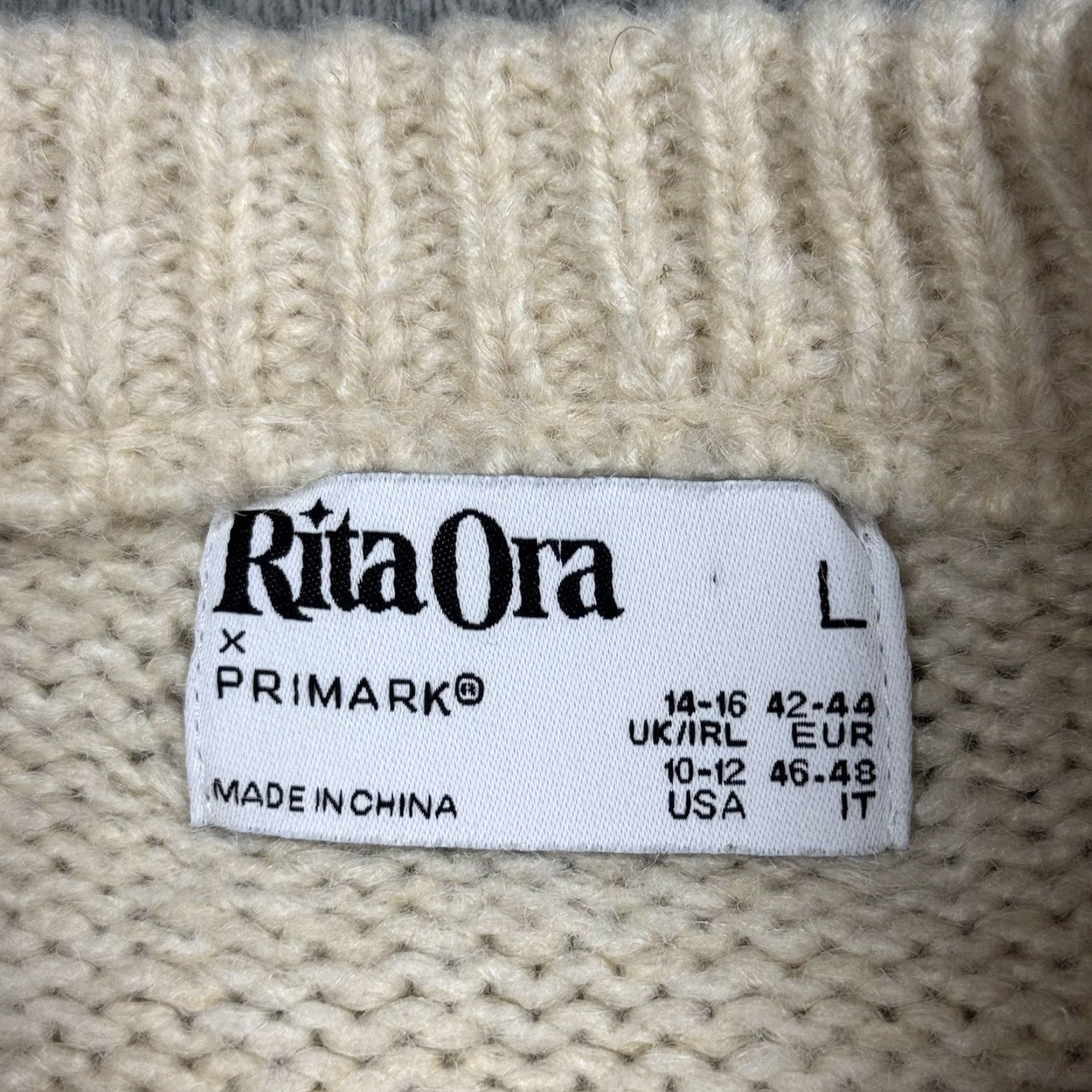 Primark RITA ORA X PRIMARK WOMENS JUMPER BRETON STRIPED BLACK IVORY L 10-12 USA EU 42-44 Size L / US 10 / IT 46 - 4 Thumbnail