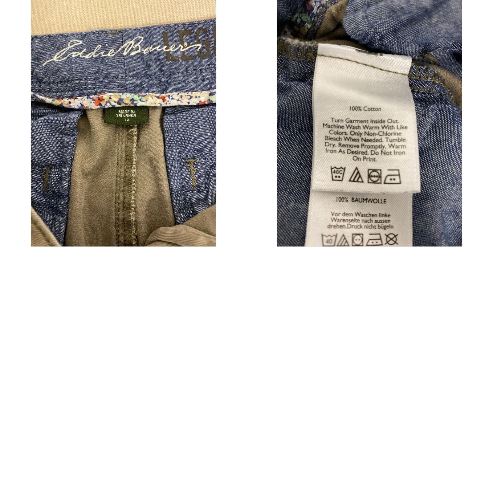 Eddie Bauer Eddie Bauer Chino Shorts Women's Size 12 Taupe Cotton Twill Pockets Regular Fit Size 33" - 8 Thumbnail