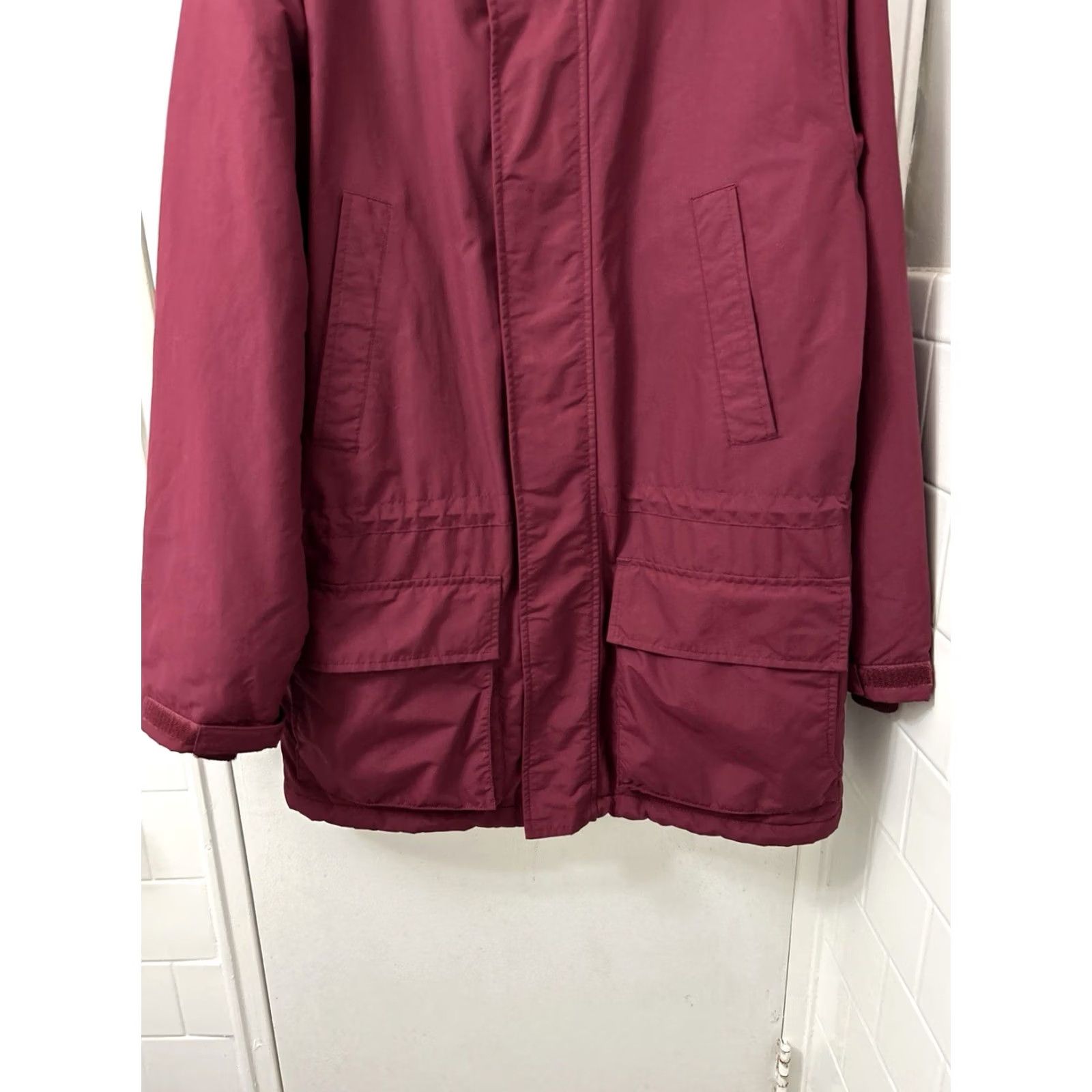 Lands' End Lands' End Squall Parka Jacket Mens M Maroon Full Zip Hooded Insulated Fleece Lined Pocketed Mid-Length Regualr Fit Size US M / EU 48-50 / 2 - 3 Thumbnail