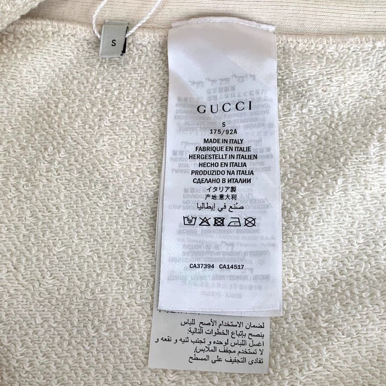 Gucci Gucci Beige logo embroidered cotton hooded drawstring sweat Size US S / EU 44-46 / 1 - 7 Thumbnail