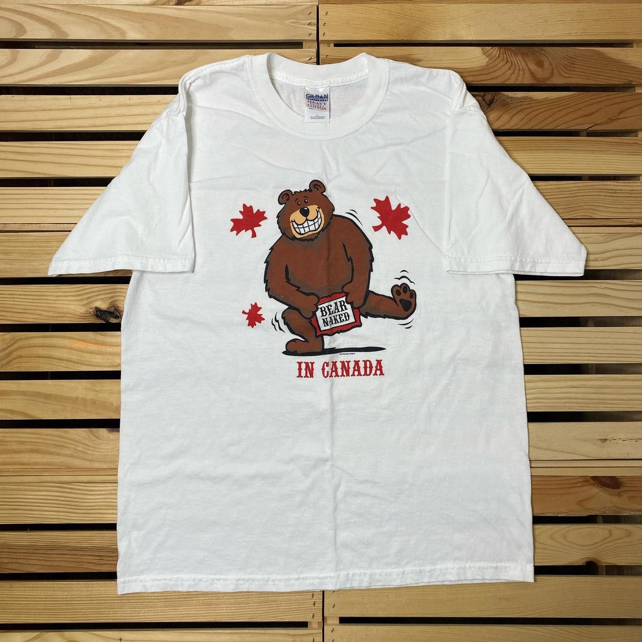 Gildan Vintage Bear Naked White Funny Nature Tee Size Large Size US L / EU 52-54 / 3 - 1 Thumbnail